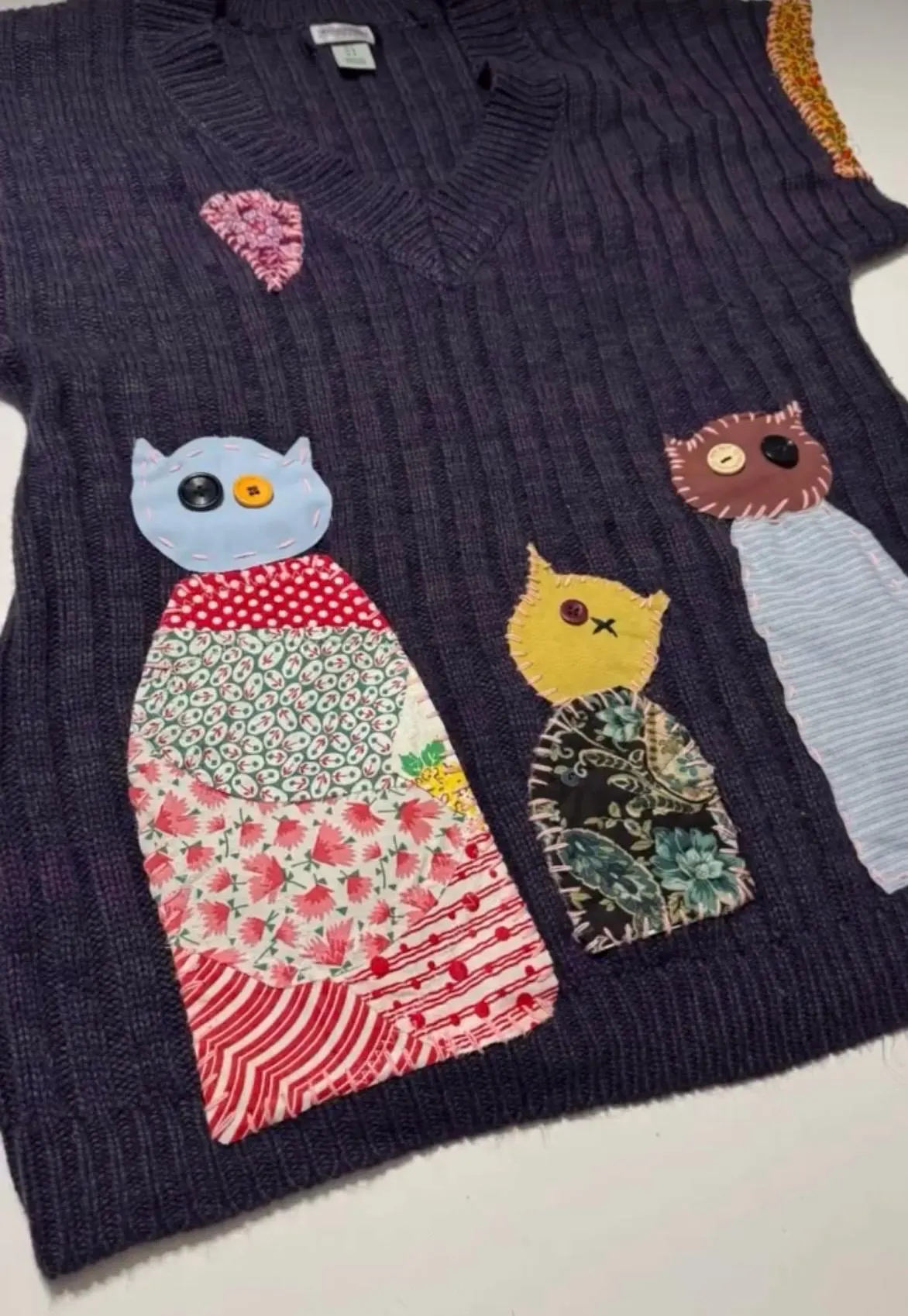 Custom Denim Jacket or Shirt with Handcrafted Patches | Cats, Fish, Pomegranate Branch - image 2