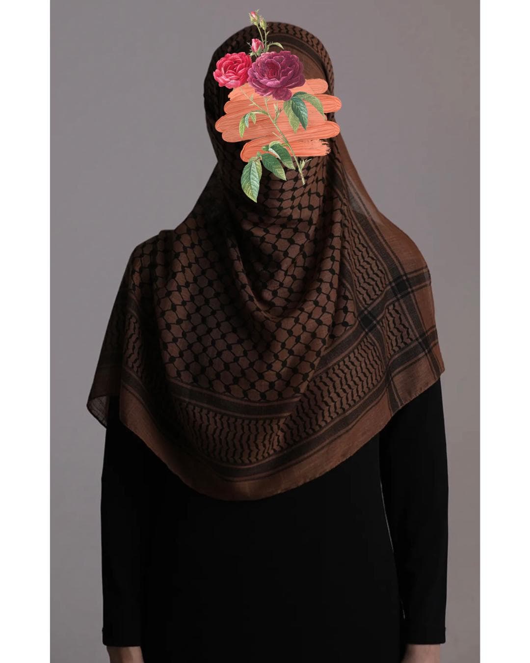 Palestinian Keffiyeh Scarf | Copper Brown Cotton Headwrap, Boho Cultural Wrap - image 3