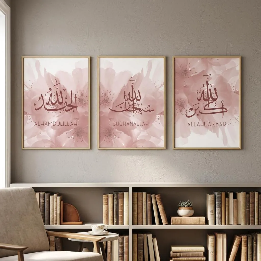 Islamic wall art set of 3 canvases with luxurious Arabic calligraphy - image 4