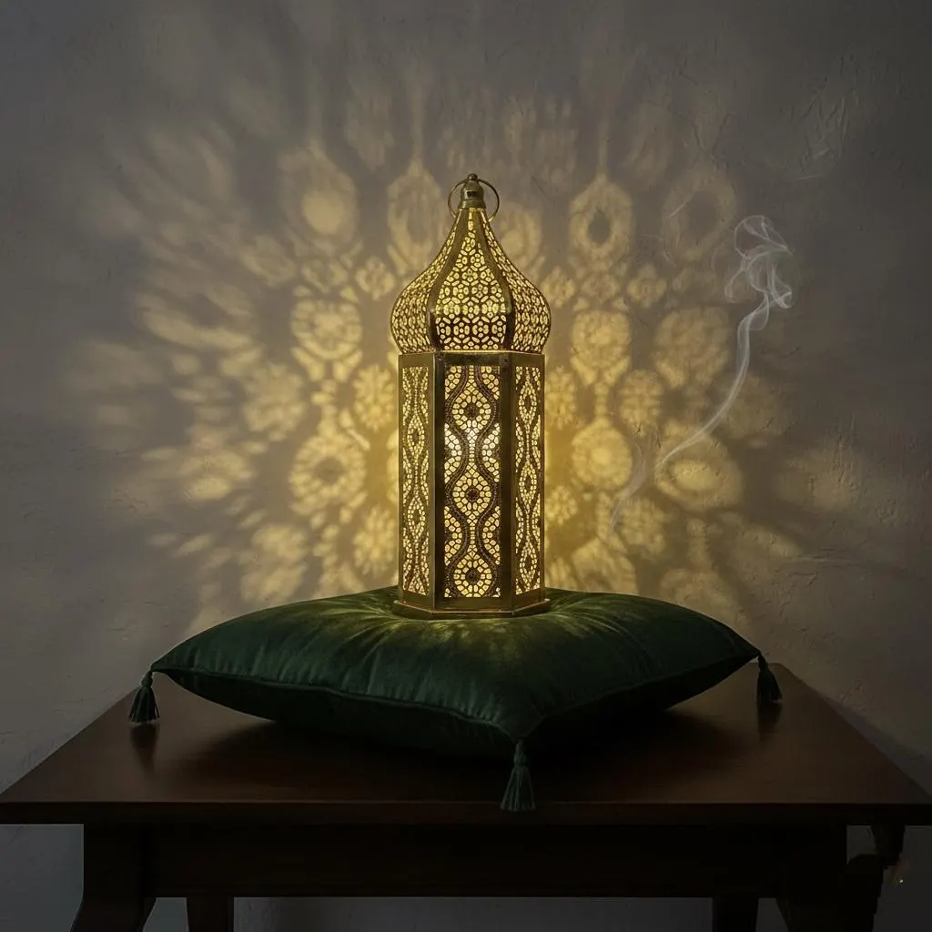 Moroccan Golden Lantern Ramadan Iron Decor — Elegant Hollow Design for Eid and Home Celebrations - image 4