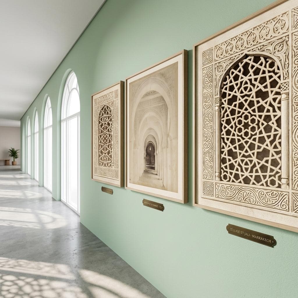 Islamic wall art set of 3 canvases with luxurious Arabic architecture, Moroccan Door Poster - image 3