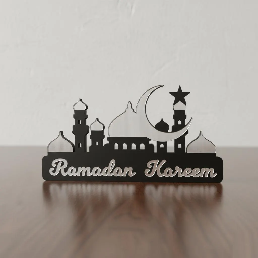 Ramadan Decoration Wooden Acrylic Moon Star Islamic Ramadan Kareem Party Gift Table Centerpiece