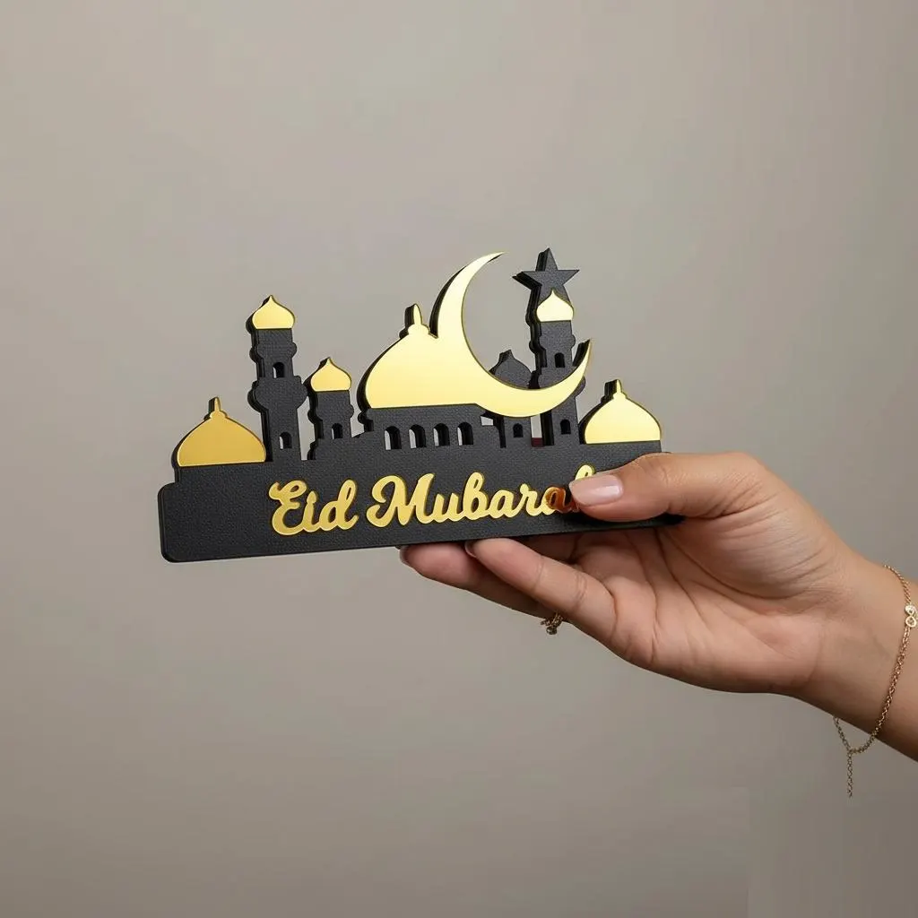 Ramadan Decoration Wooden Acrylic Moon Star Islamic Eid Mubarak Party Gift Table Centerpiece - image 4