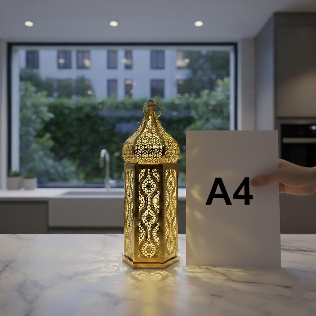 Moroccan Golden Lantern Ramadan Iron Decor — Elegant Hollow Design for Eid and Home Celebrations - image 2