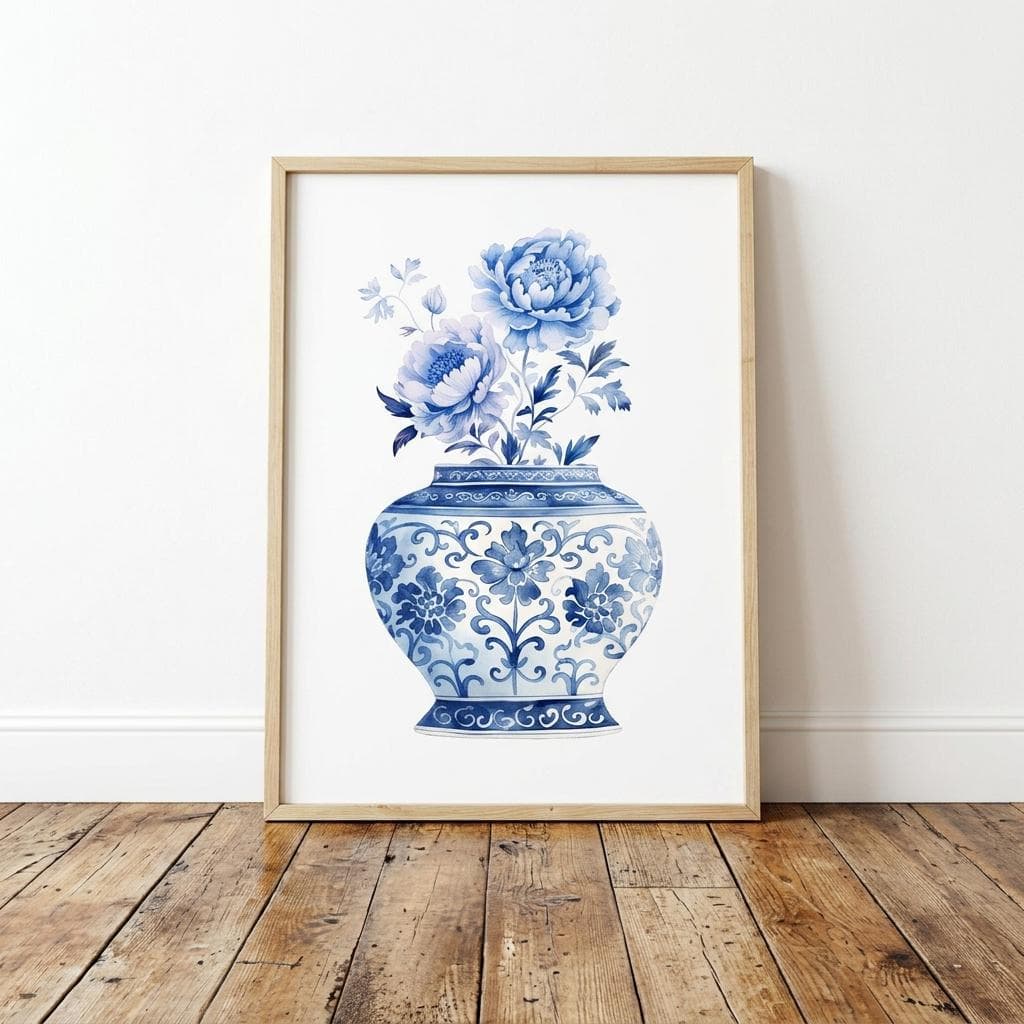 Set of 3 Islamic Canvas Prints, Blue-and-White Porcelain Style Calligraphy Art - image 5