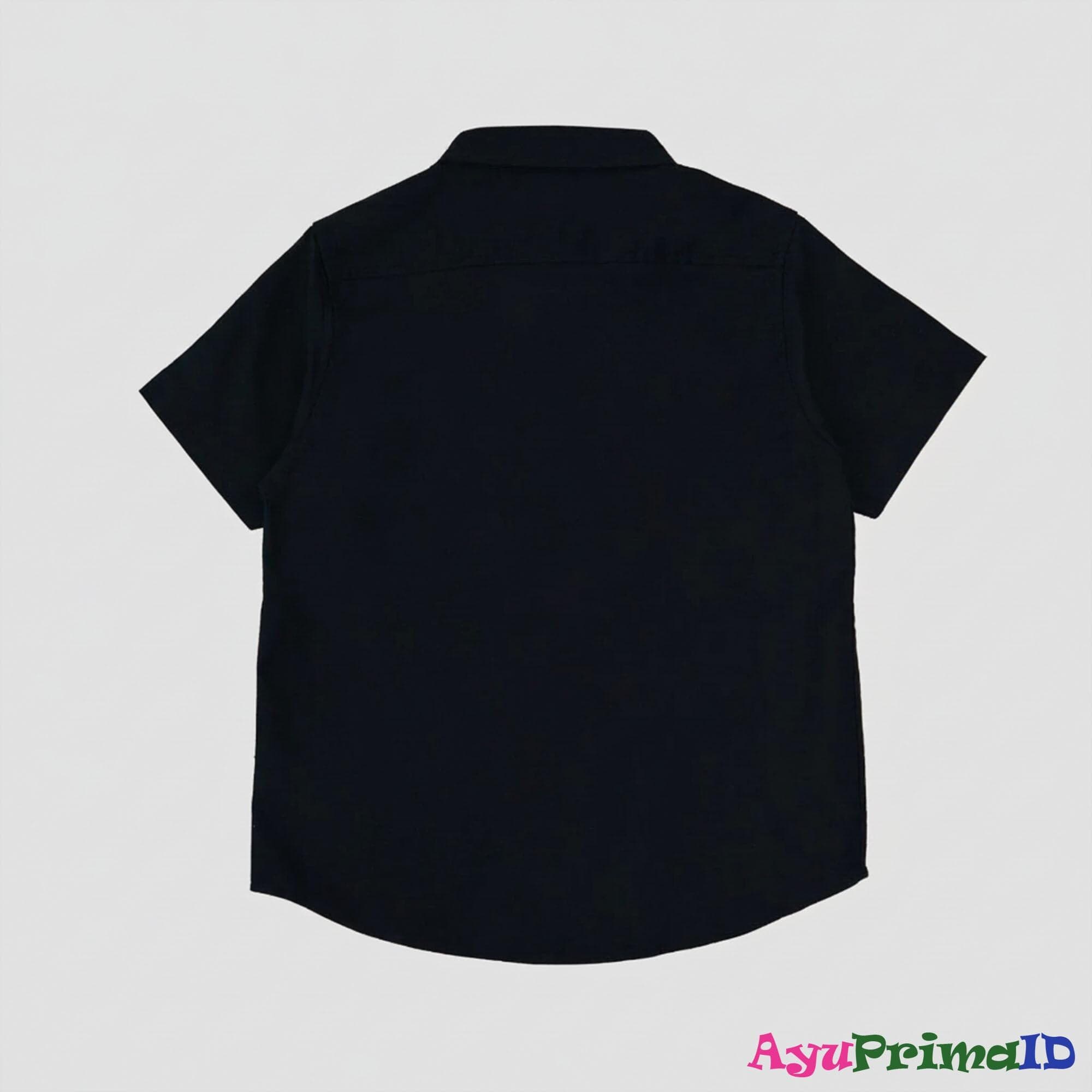 Boys Black Short Sleeve Button Down Shirt, Kids Classic Solid Formal Top, Toddler Shirt