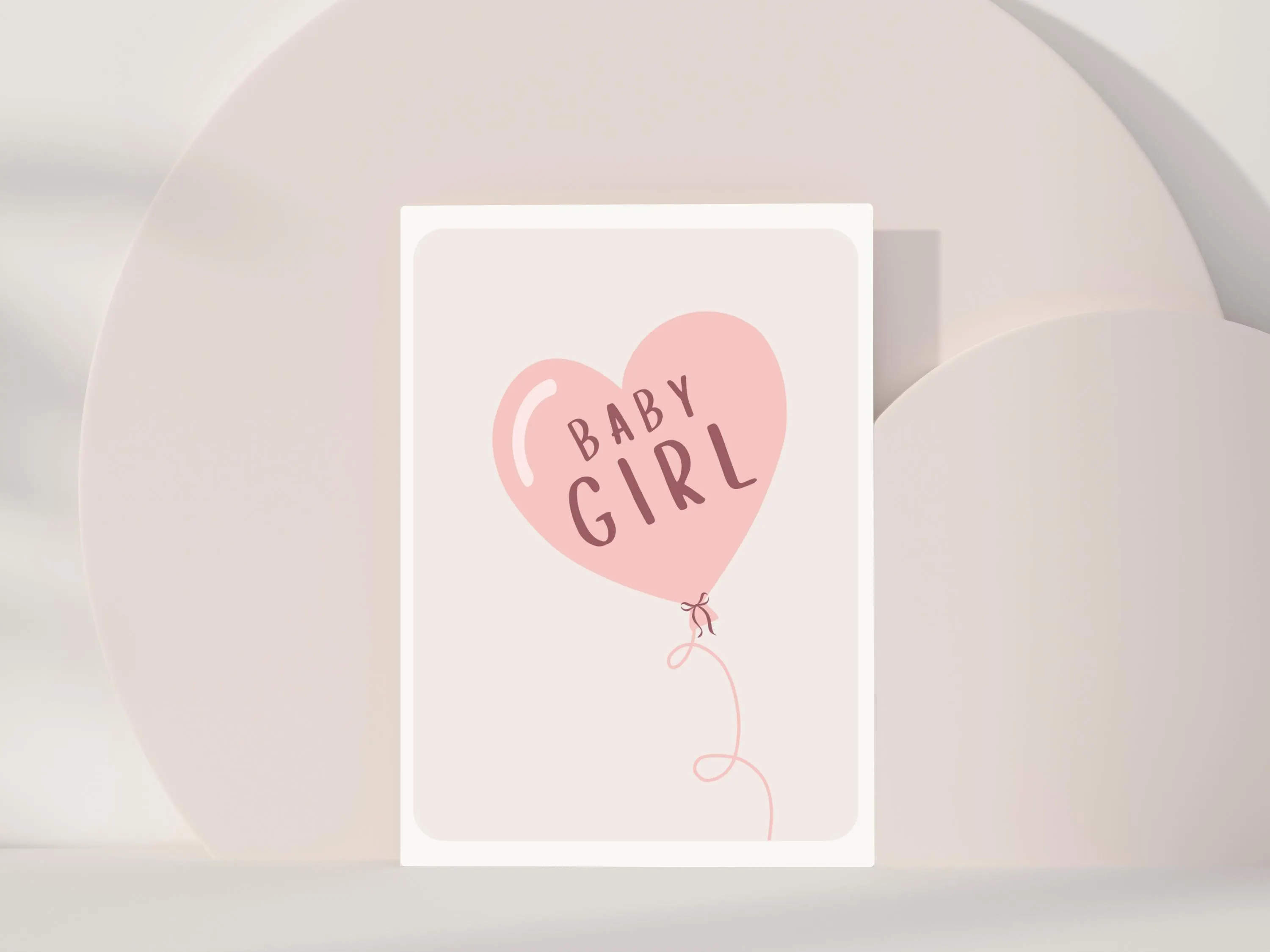 Baby Girl Card, Pink Heart Balloon Design, New Baby Congratulations Greeting - image 2