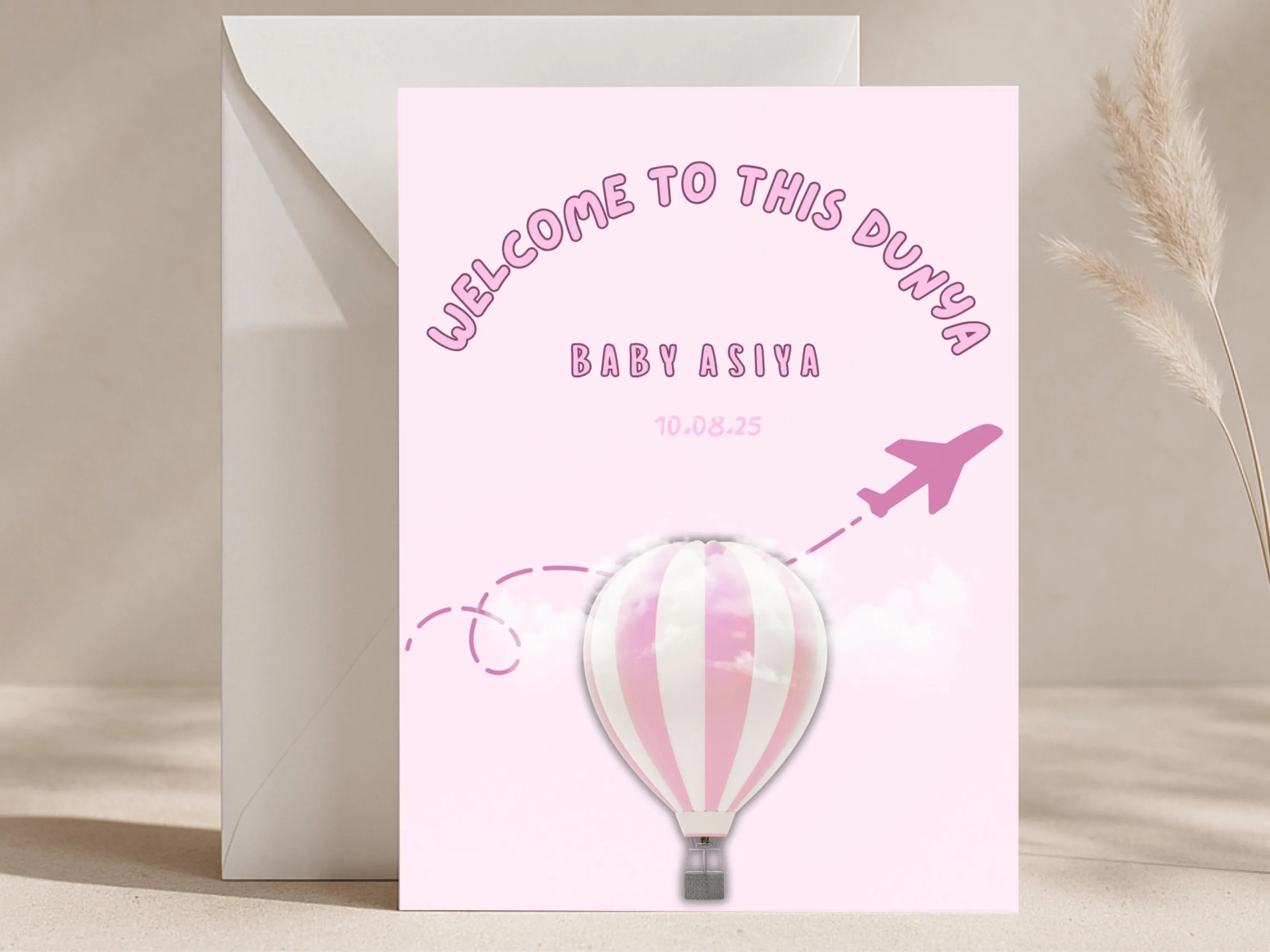 Welcome to This Dunya Card, Muslim New Baby, Personalised Islamic Baby Gifts - image 3