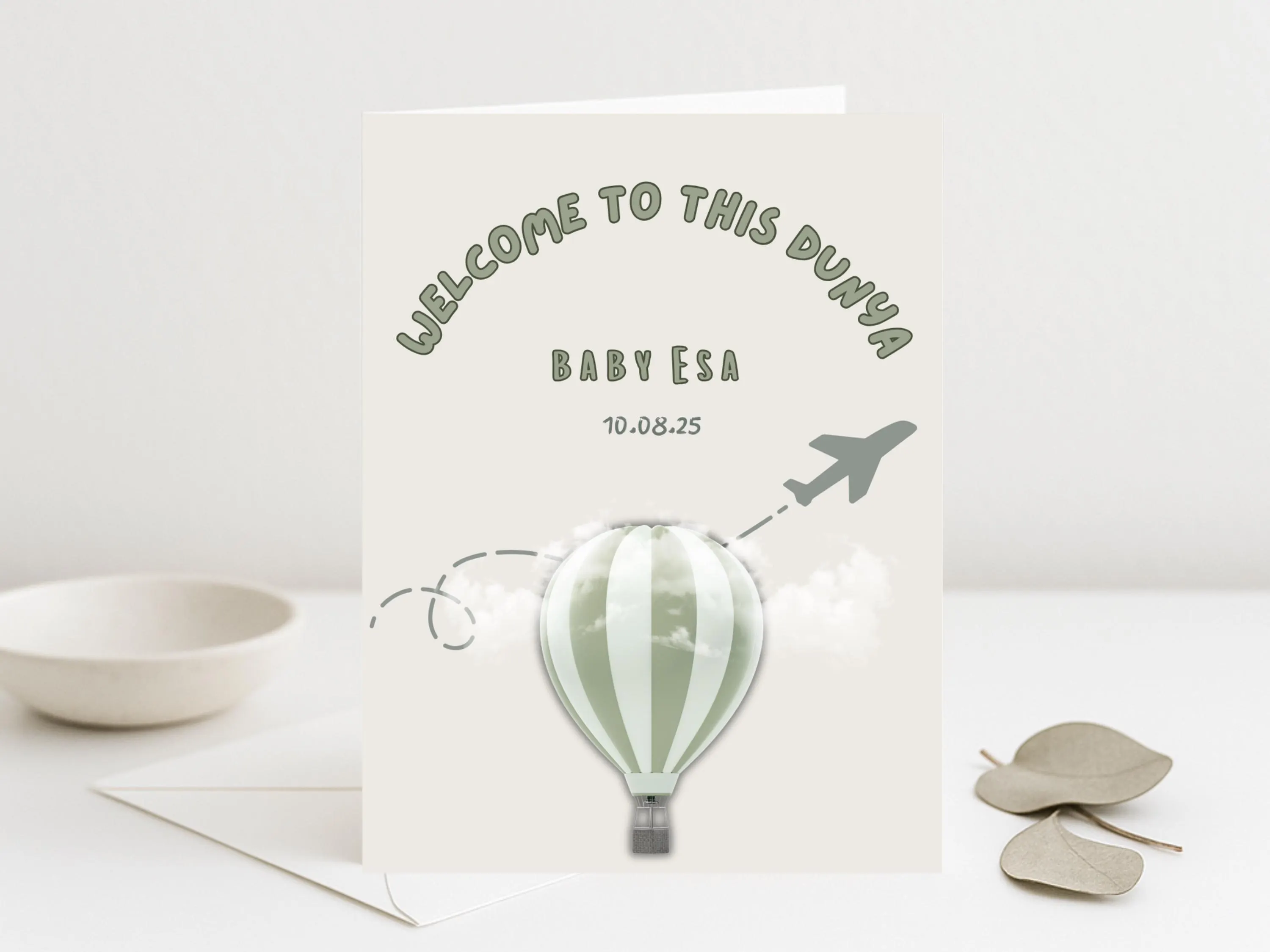 Welcome to This Dunya Card, Muslim New Baby, Personalised Islamic Baby Gifts