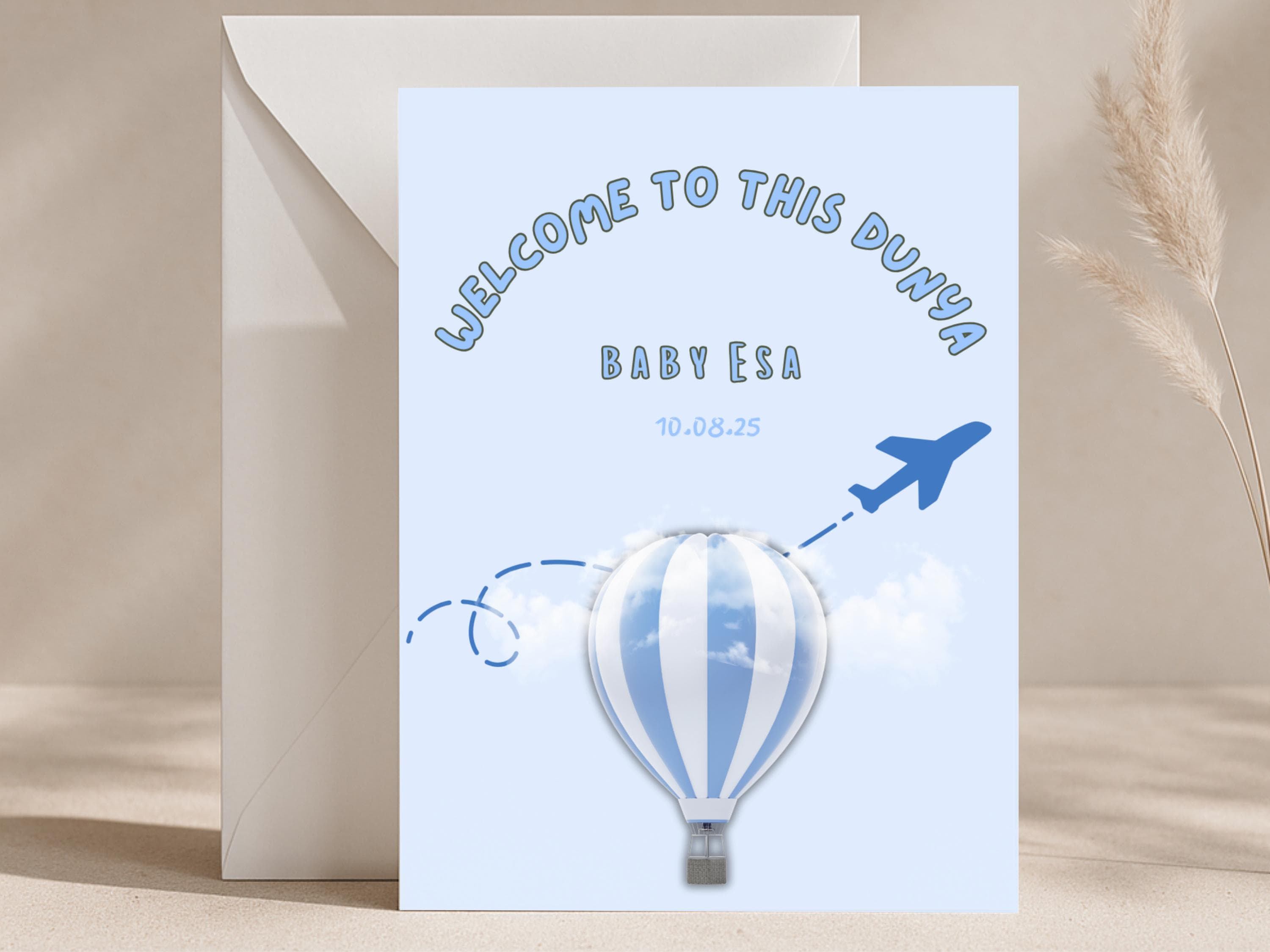 Welcome to This Dunya Card, Muslim New Baby, Personalised Islamic Baby Gifts - image 2