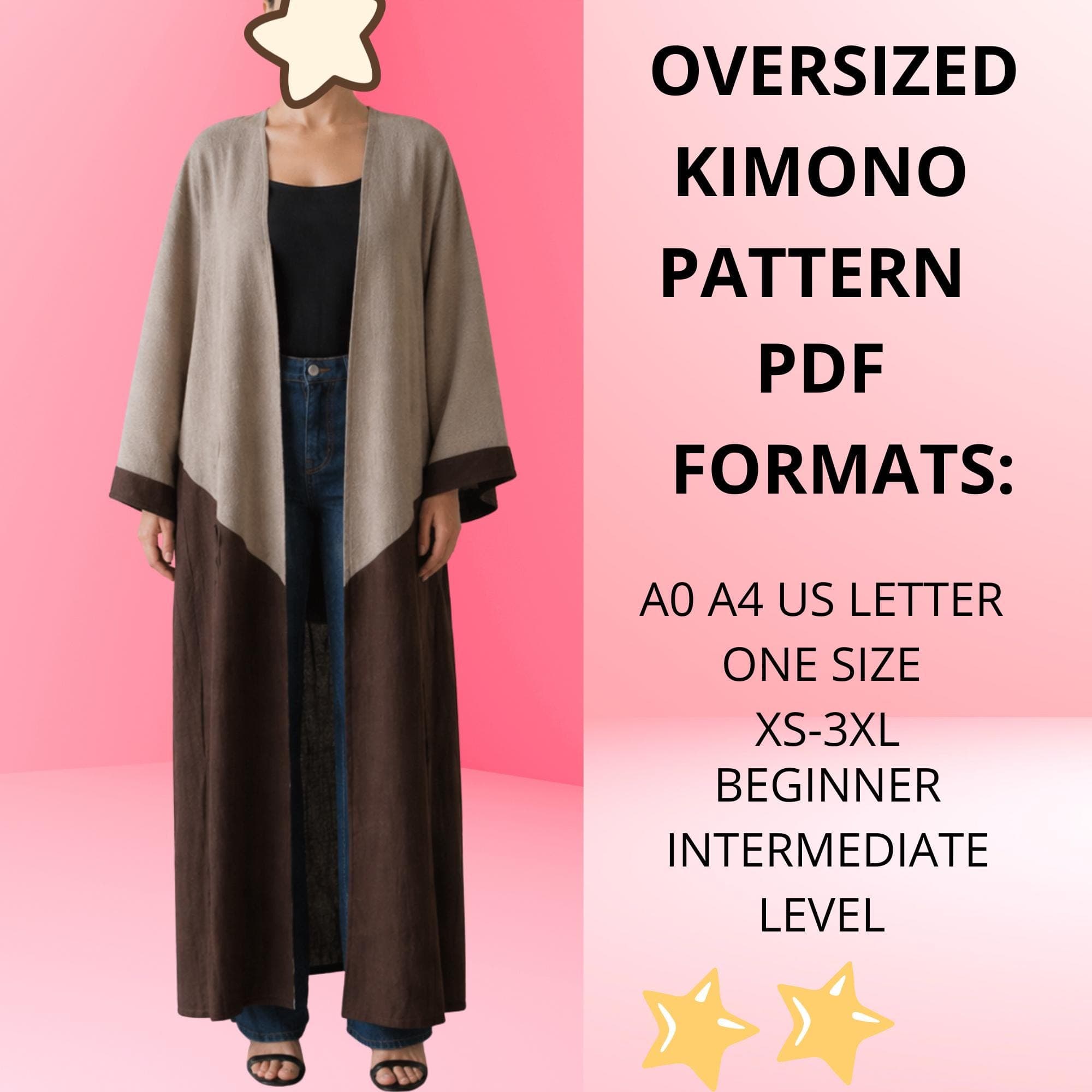 Sewing Pattern kimono | caftan  abaya pattern A0, A4, US Letter | Beginner to Intermediate Level | XS-3XL