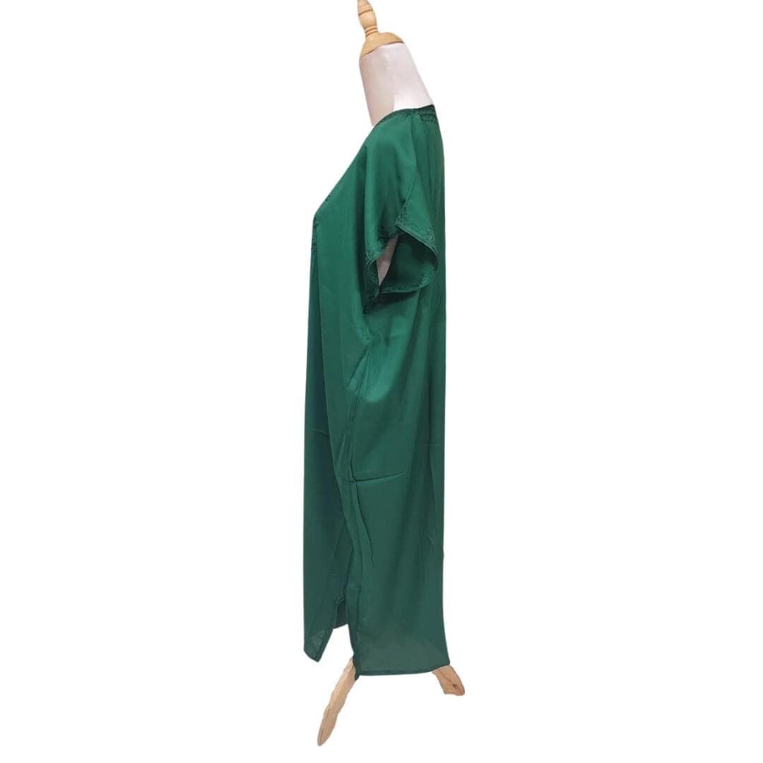 Green Moroccan Kaftan Dress: Embroidered Cotton Maxi Dress - image 5
