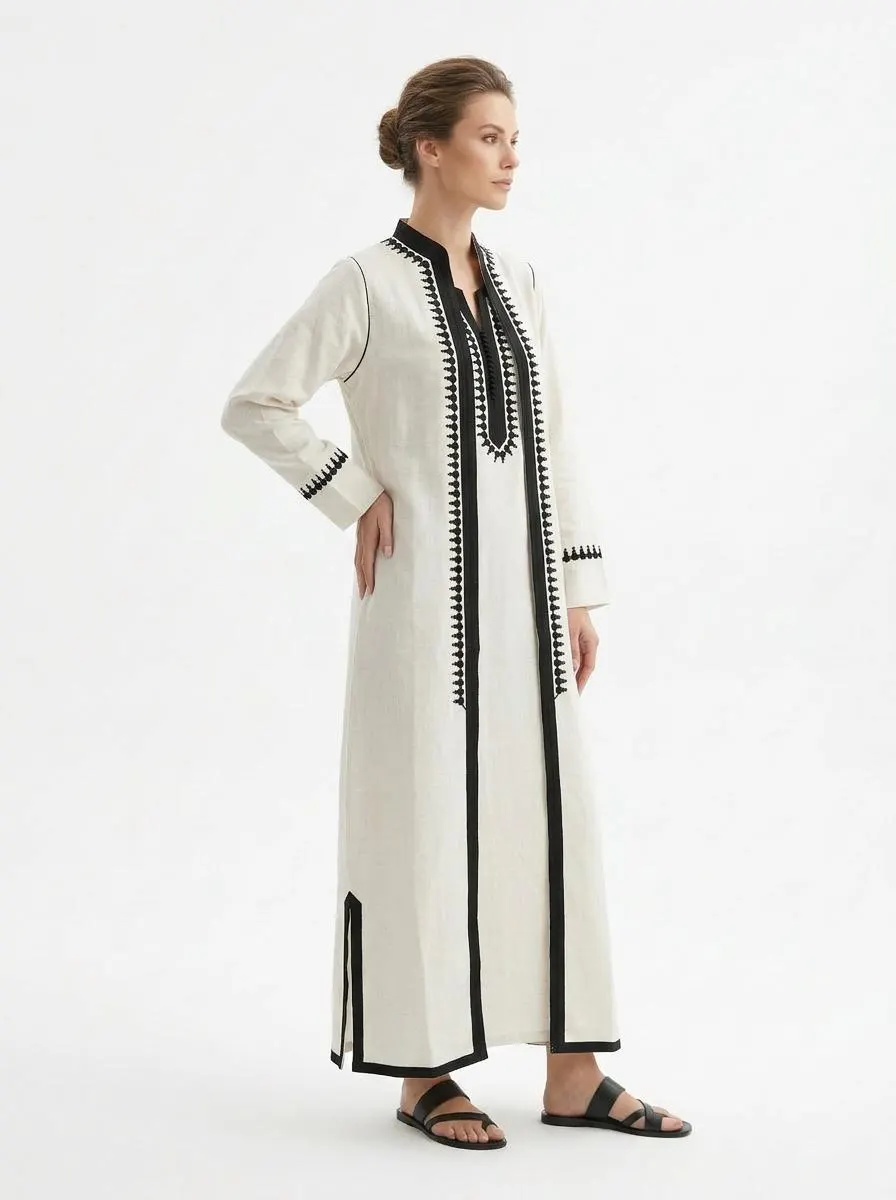 Black Kimono for woman Moroccan Kimono Boheme White Dress - image 3
