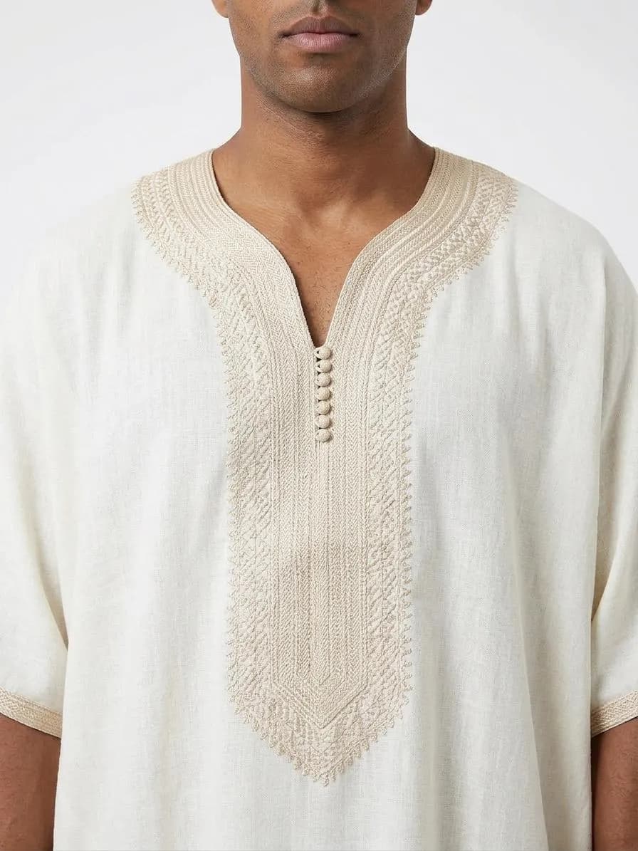 Moroccan Thobe, Morocco Jalaba, Thobe Jubba Kandora Djellaba, Summer Gandoura Beige, Summer Jellaba - image 4