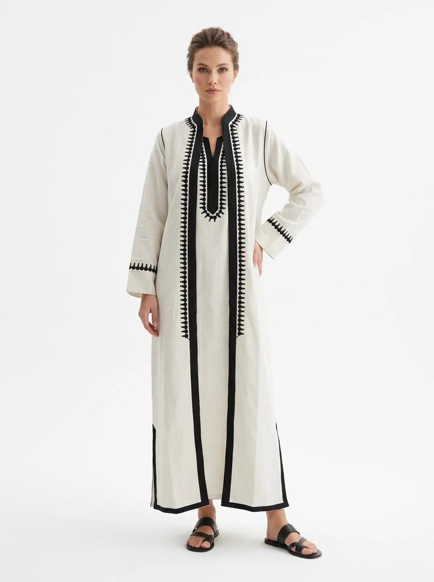 Black Kimono for woman Moroccan Kimono Boheme White Dress