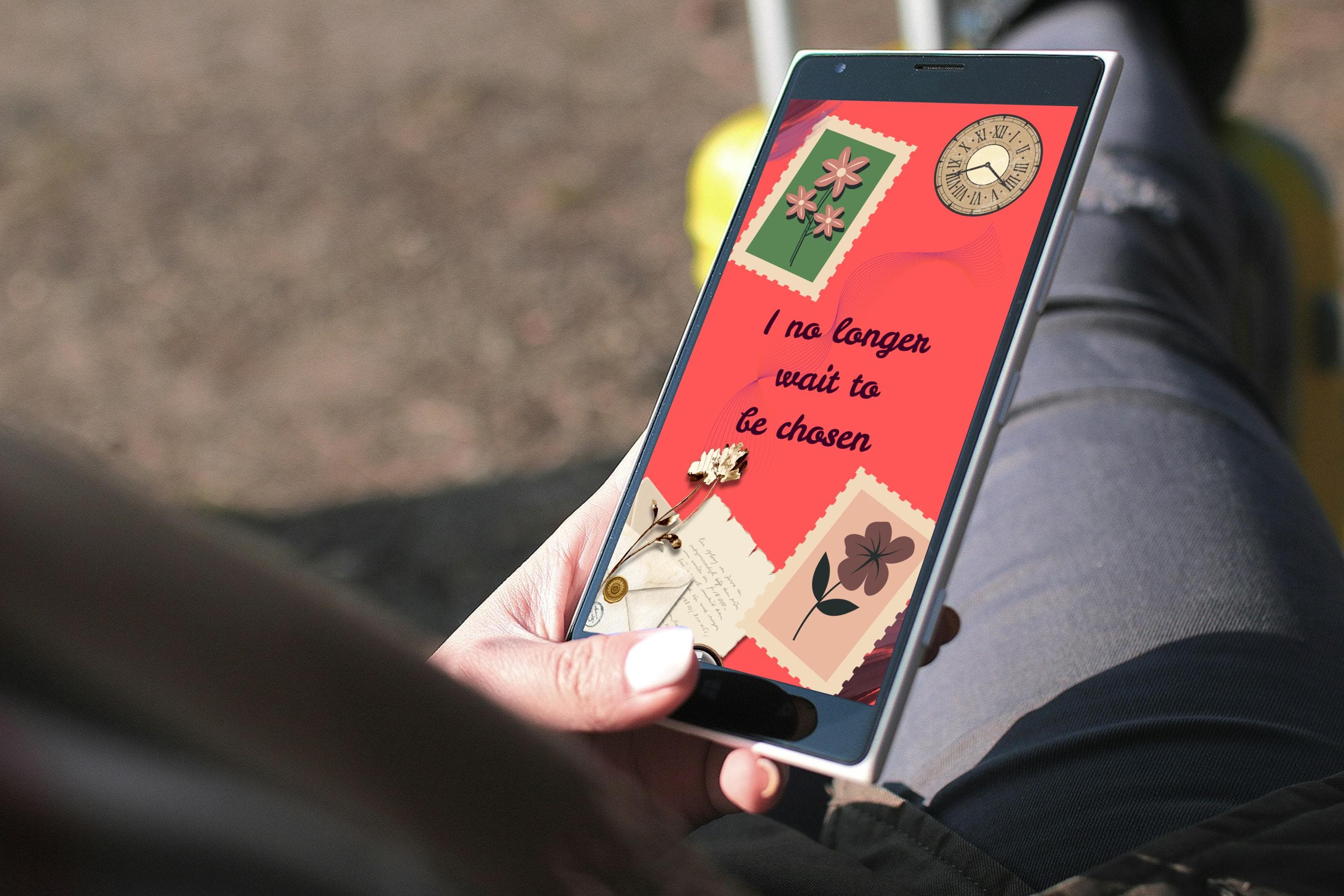I No Longer Wait to Be Chosen Phone Wallpaper | Affirmation Quote Lock Screen | Aesthetic Retro Vintage Digital Phone Background