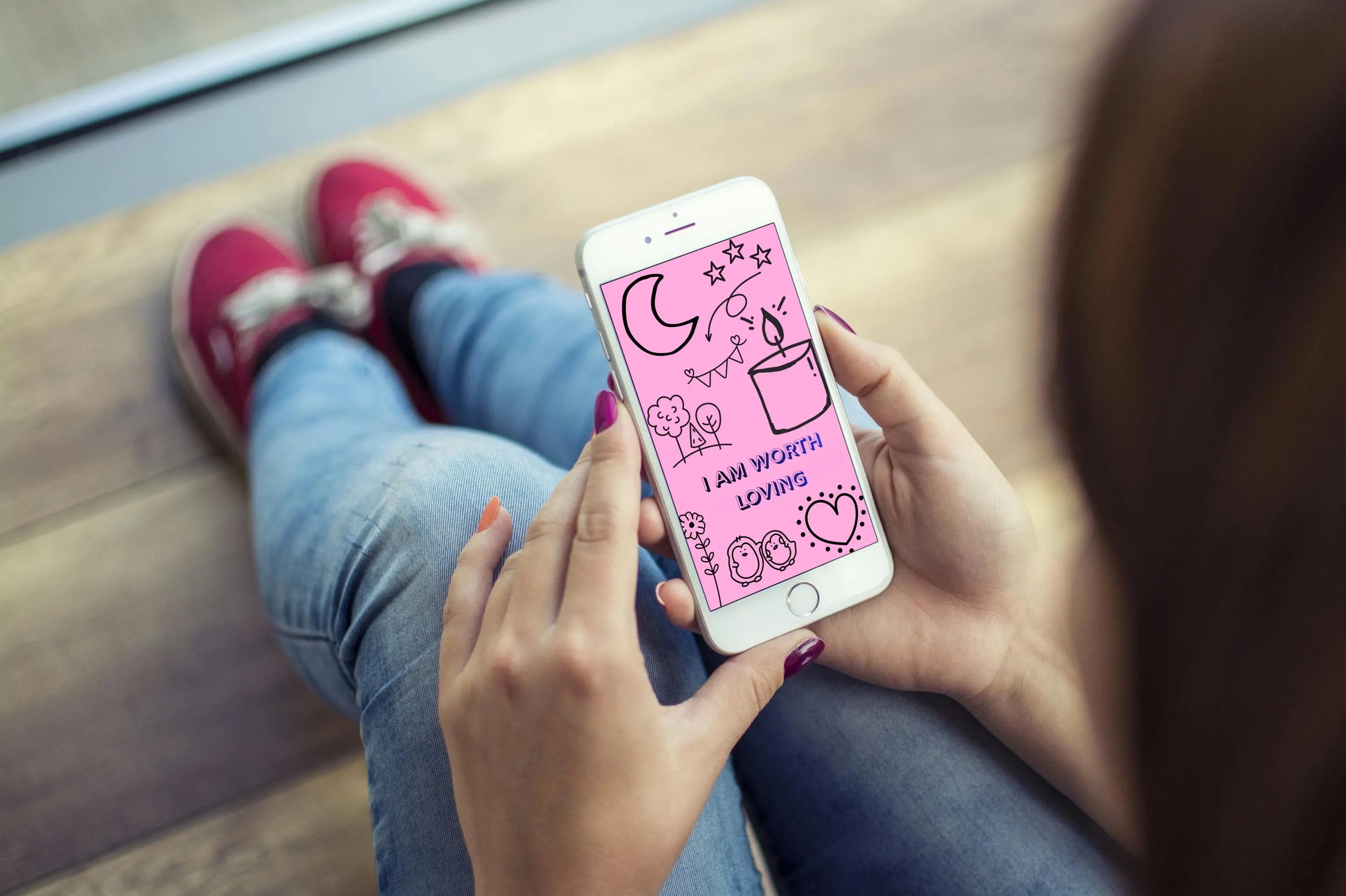 Worth Loving Wallpaper, Self Love Affirmation Lockscreen, Daily Mindset Mobile Background, Positive Quote Digital Download Screen