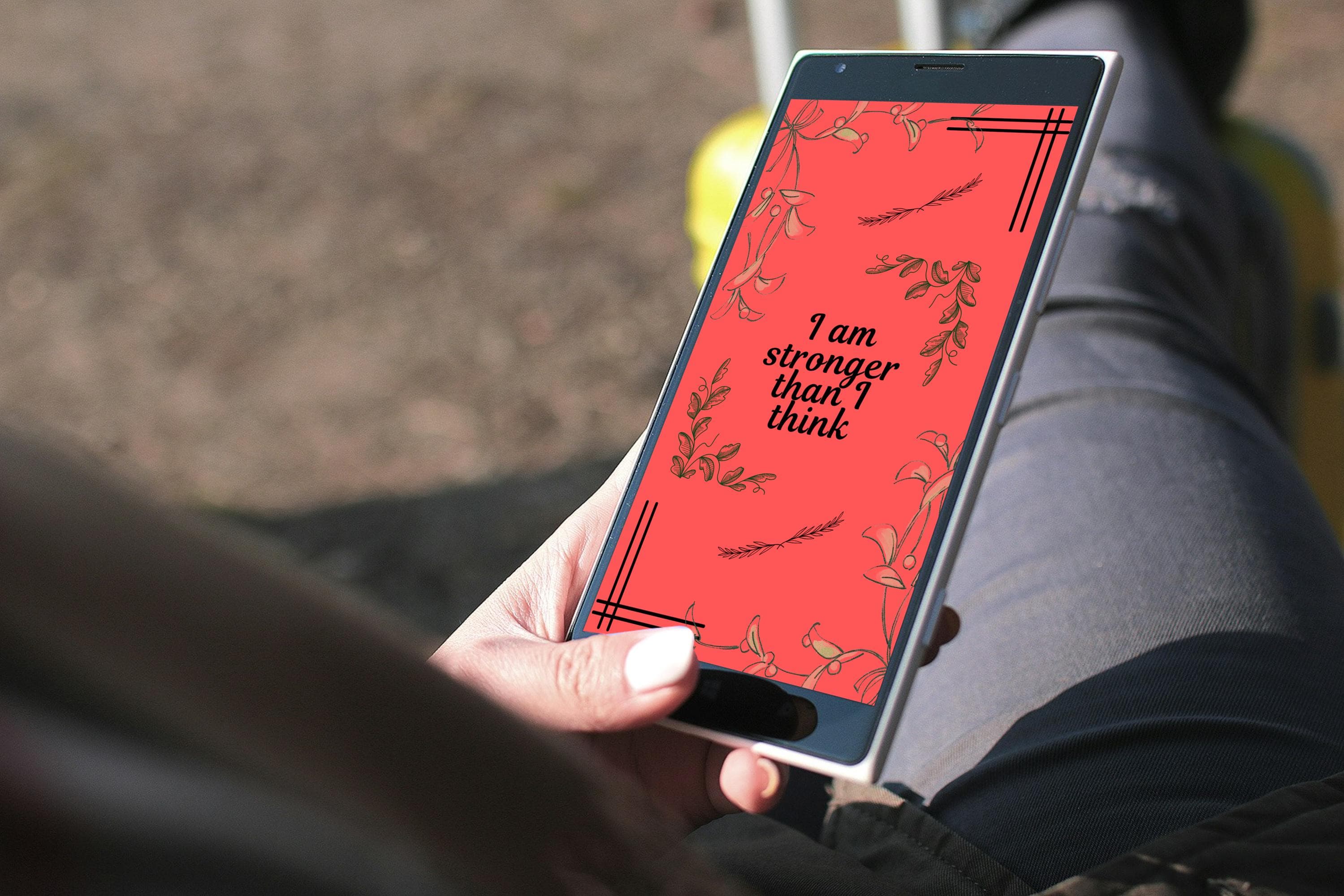 I Am Stronger Than I Think Phone Wallpaper, Affirmation ScreenLock Background, Floral Digital Download, Self Care Aesthetic iPhone Wallpaper