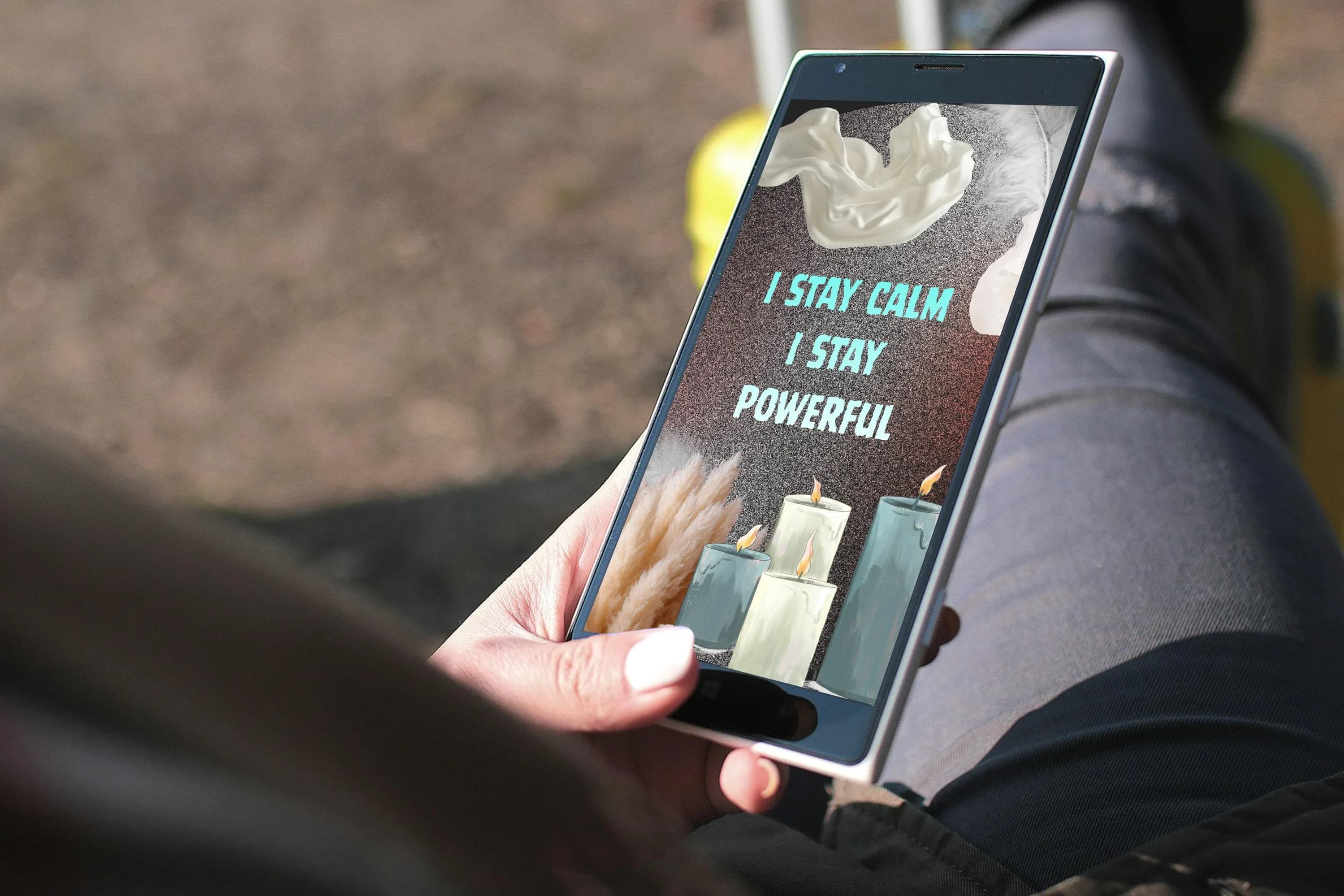 Dark Academia Phone Wallpaper | Stay Calm Stay Powerful Affirmation | Soft Life Aesthetic | Minimalist Digital Download - image 4
