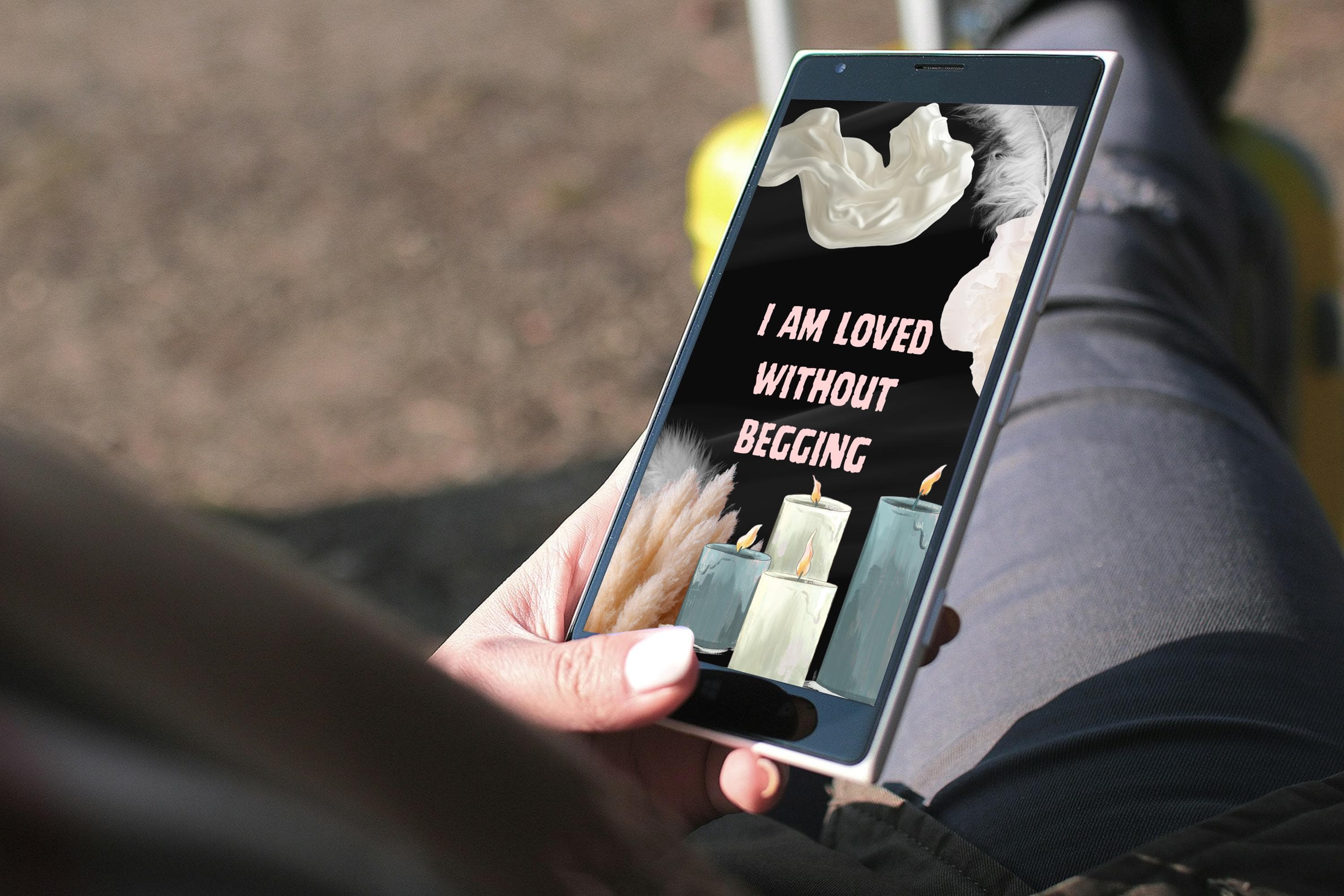 Clean Girl Aesthetic Wallpaper | I Am Loved Without Begging | Self Love Affirmation | Minimalist Phone Wallpaper Download - image 4