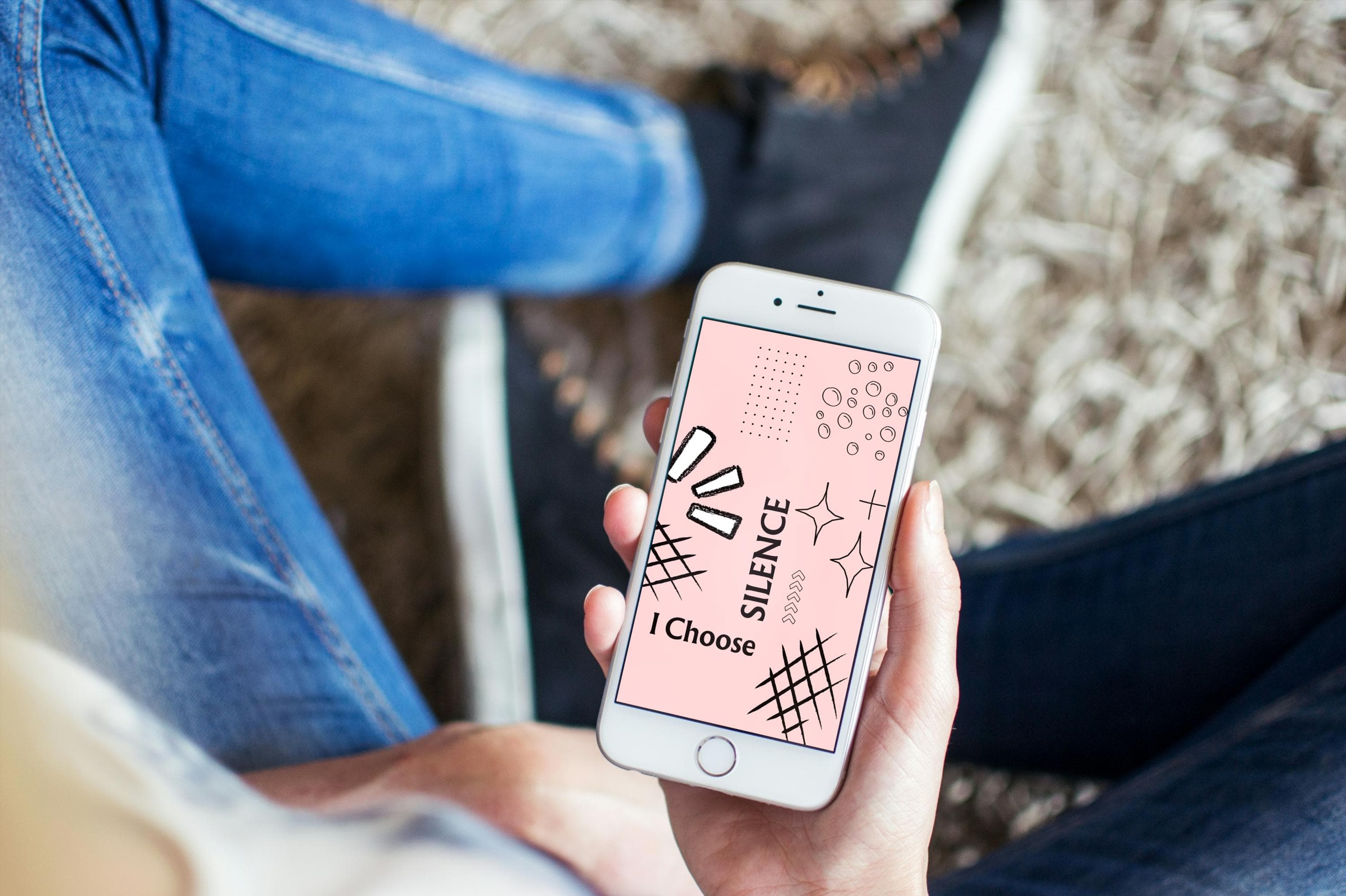 I Choose Silence Phone Wallpaper | Feminine Self Care Mobile Lock Screen | Pink Aesthetic Affirmation | Mental Health Digital Download - image 2