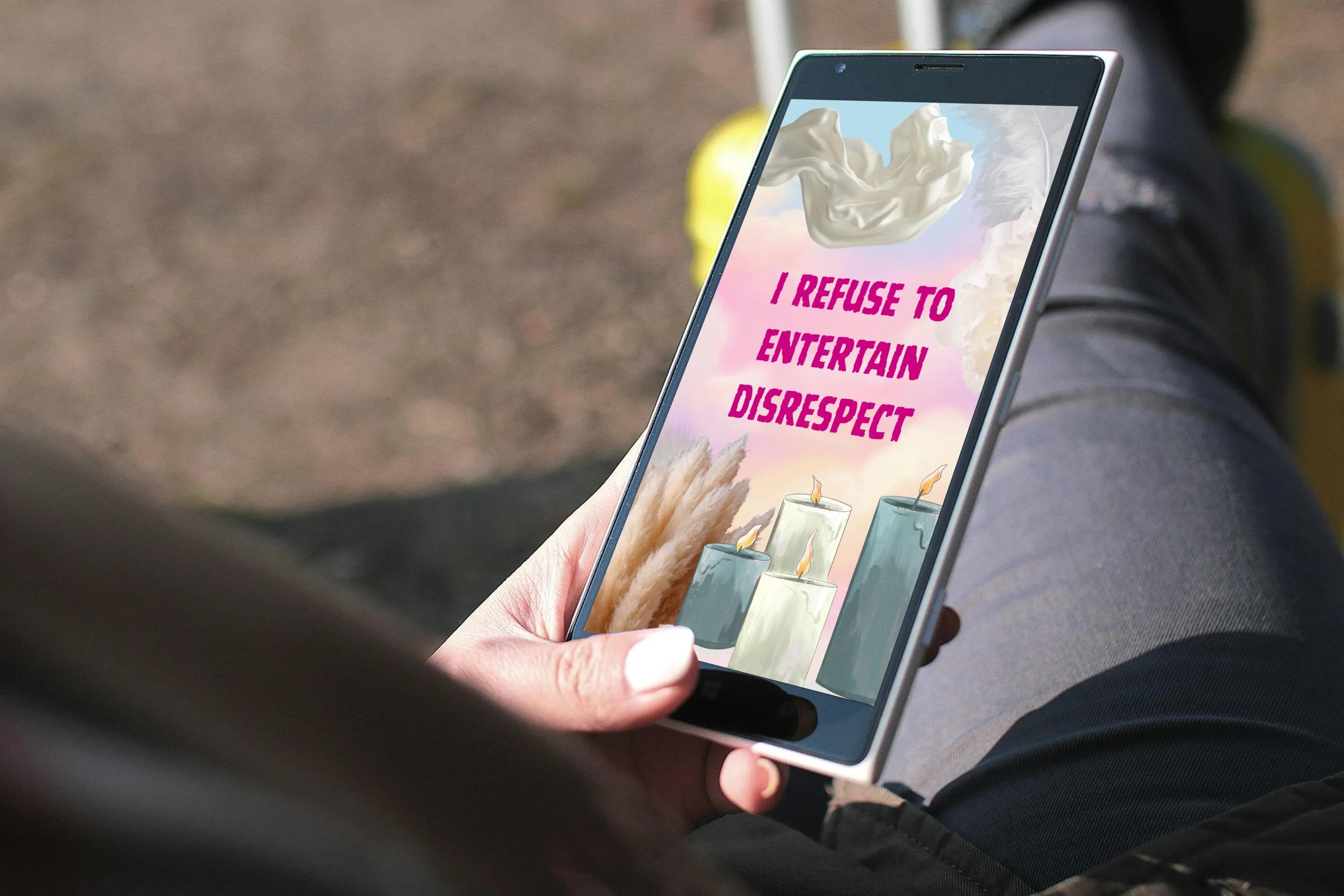 Healing Era Phone Wallpaper | I Refuse To Entertain Disrespect Affirmation | Feminine Self-Care Aesthetic Digital Download - image 4