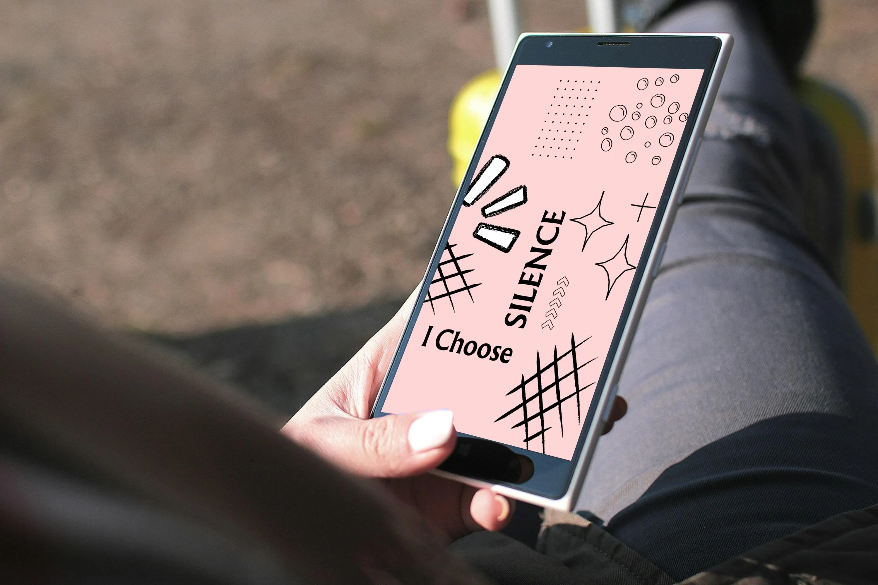 I Choose Silence Phone Wallpaper | Feminine Self Care Mobile Lock Screen | Pink Aesthetic Affirmation | Mental Health Digital Download