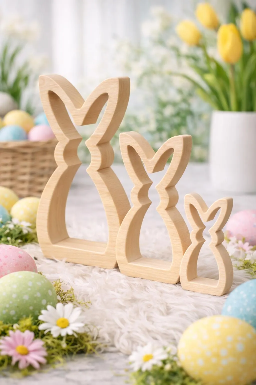 Easter Bunny Decor Set of 3, Modern Bunny Decoration, Minimalist Spring Decor, Easter Table Decor, Scandinavian Rabbit Decor, Easter Gift