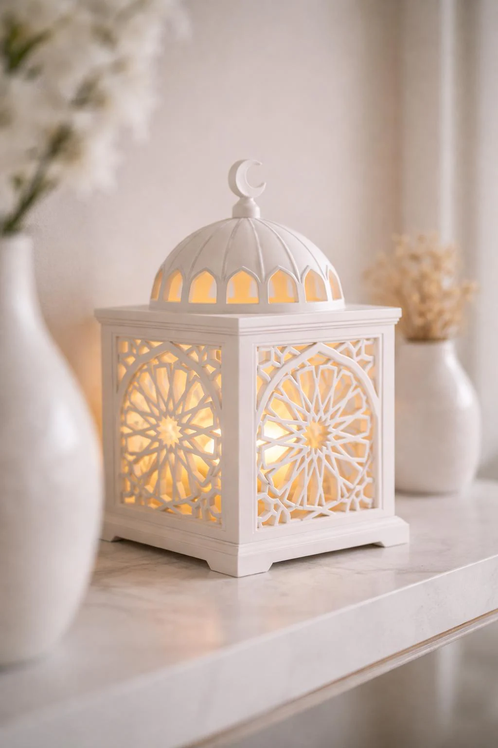 Islamic Geometric Lantern Lamp – LED Ambient Table Light, Ramadan & Eid Home Decor