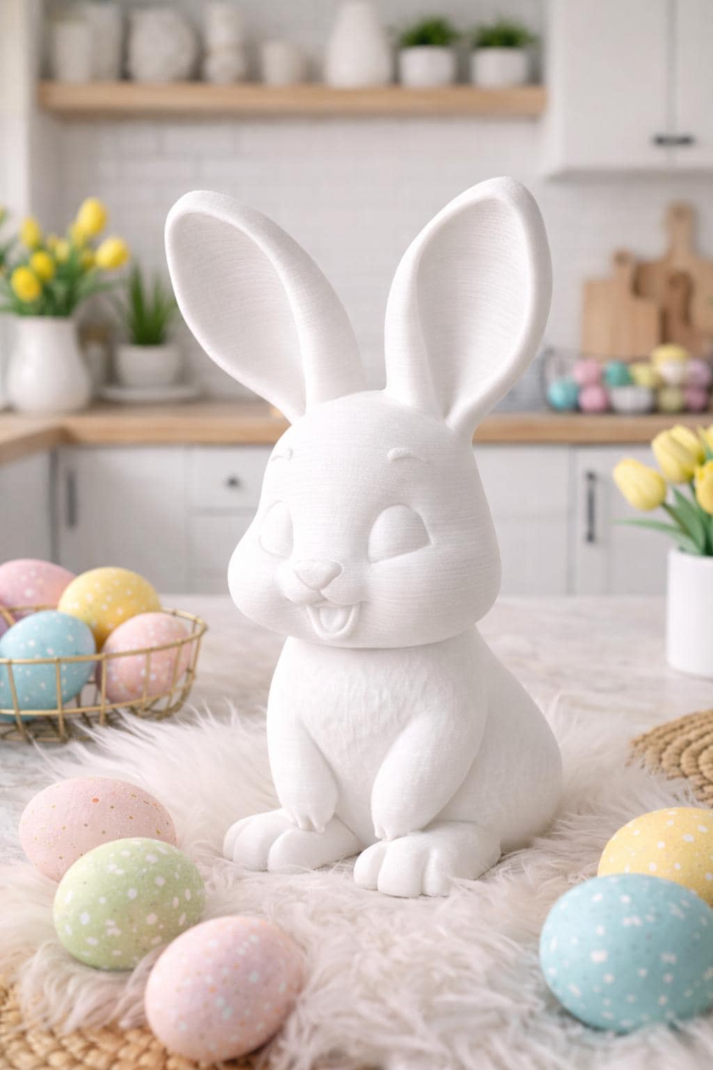 Modern Easter Bunny Decor, 3D Printed Bunny Figurine, Minimalist Easter Decoration, Cute Rabbit Statue, Spring Home Decor, Easter Gift