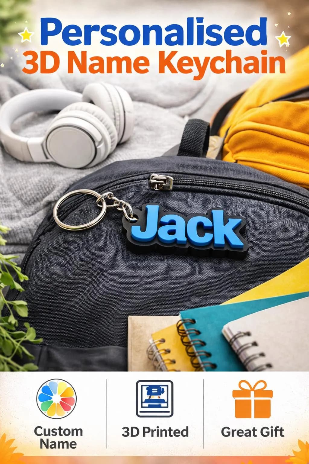 Personalised 3D Printed Name Keychain – Custom Name Keyring, Gift for Kids & Adults - image 5