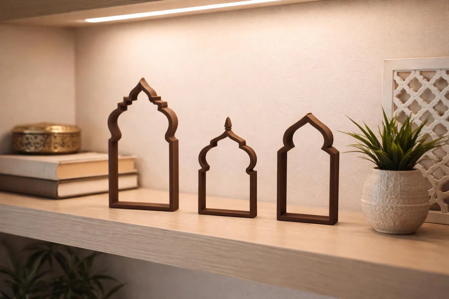 Islamic Arch Decorative Frames 3 Set– Modern Minimalist Islamic Home Decor – 3D Printed Ornament Set