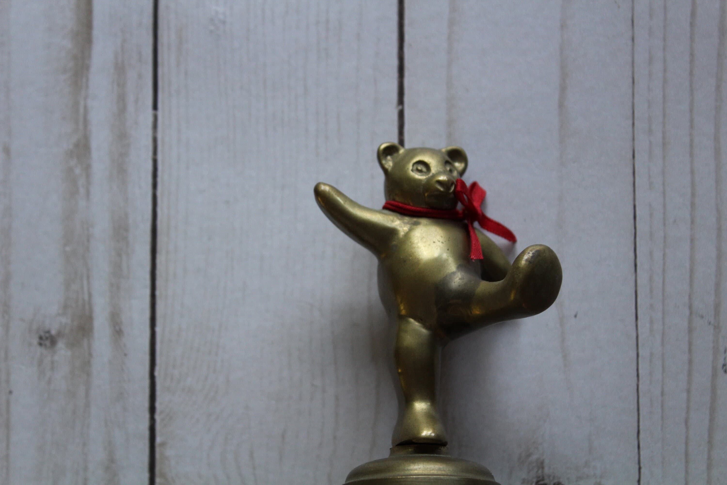 Vintage Brass Teddy Bear Bell 1980s - image 4
