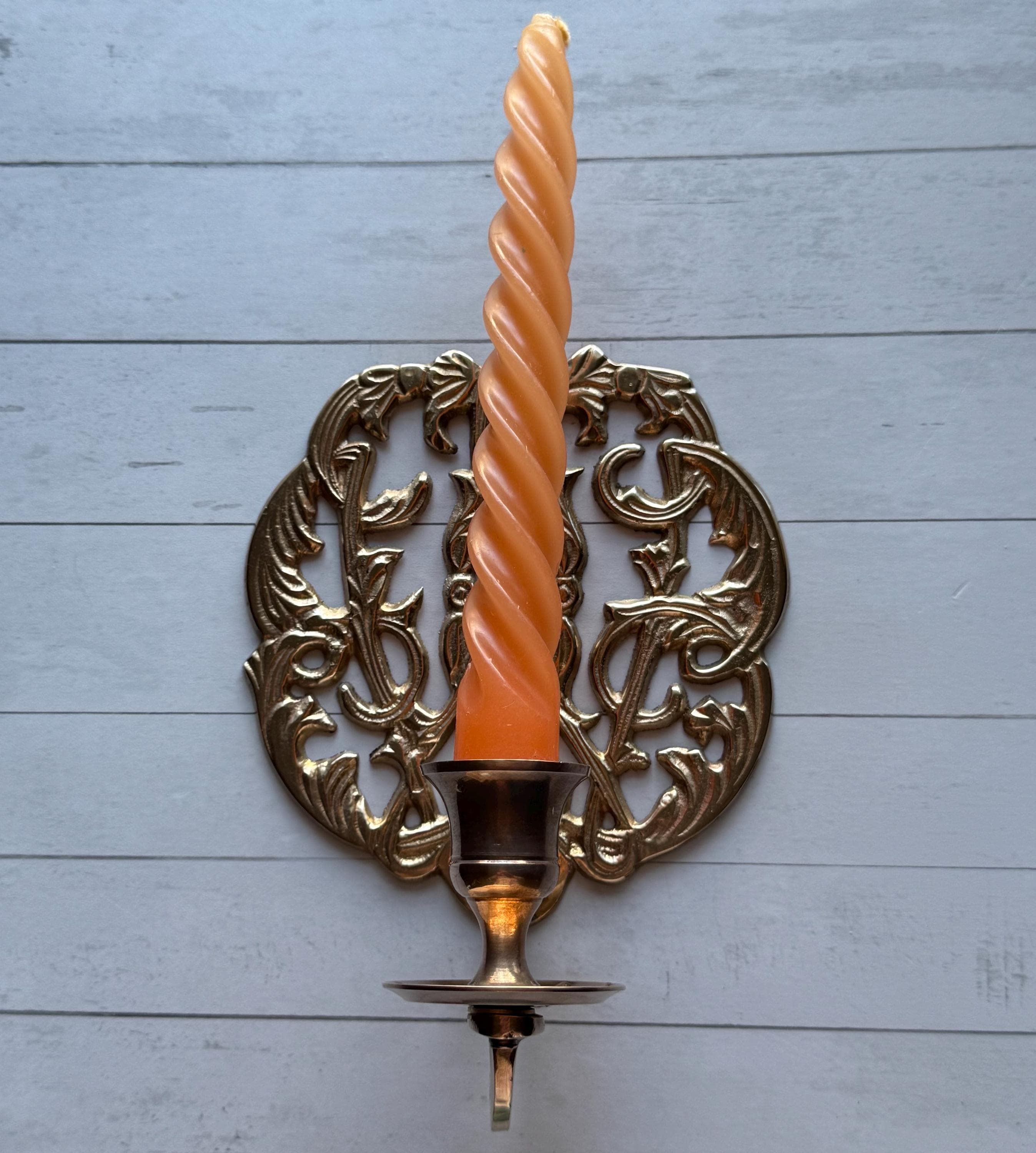 Vintage Chinoiserie Ornate Candlestick Holder Wall Sconce 1970s - image 4
