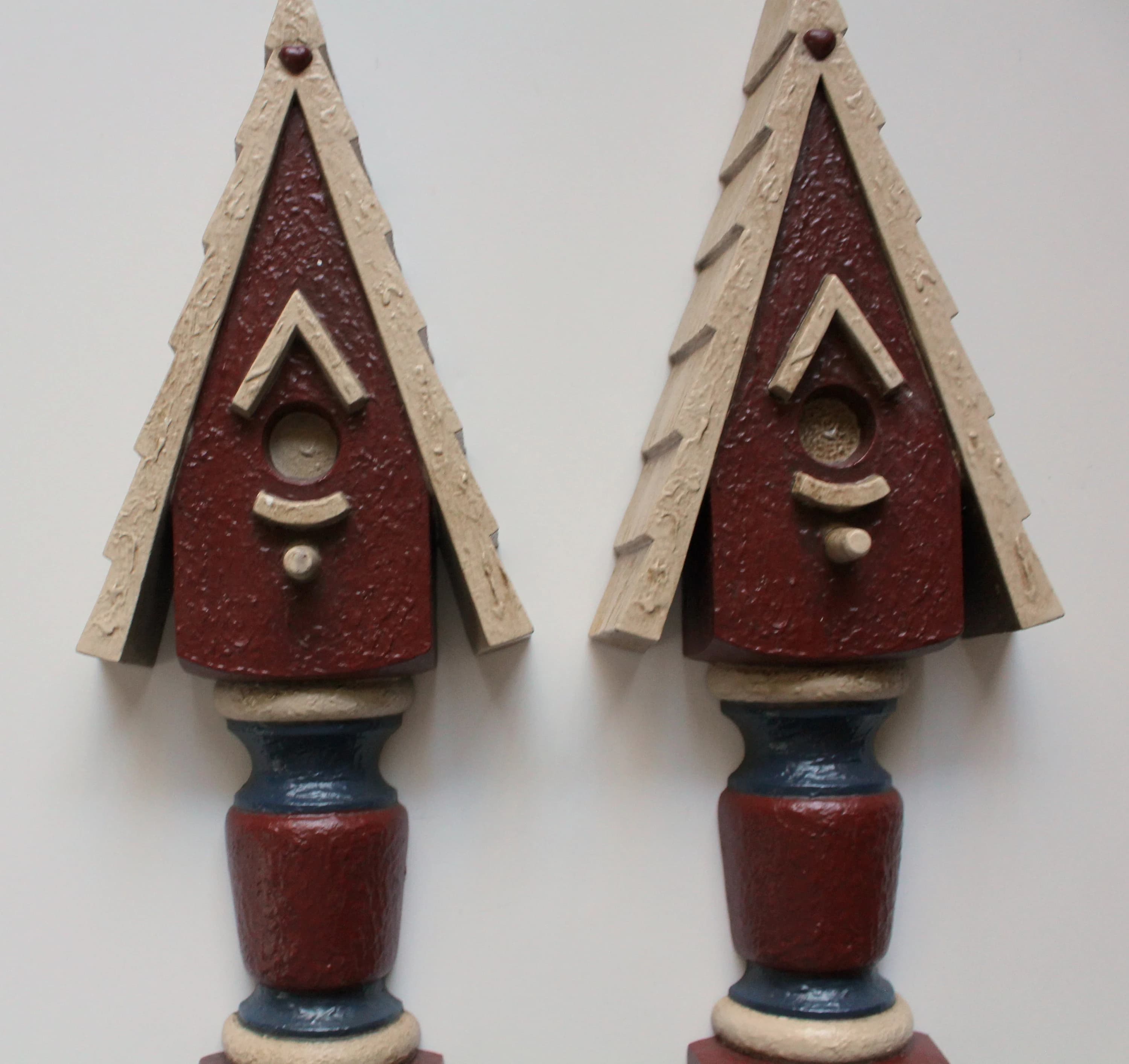 Vintage Gia INC Decorative Americana Birdhouse Candlestick Taper Wall Sconces 1990s - image 2