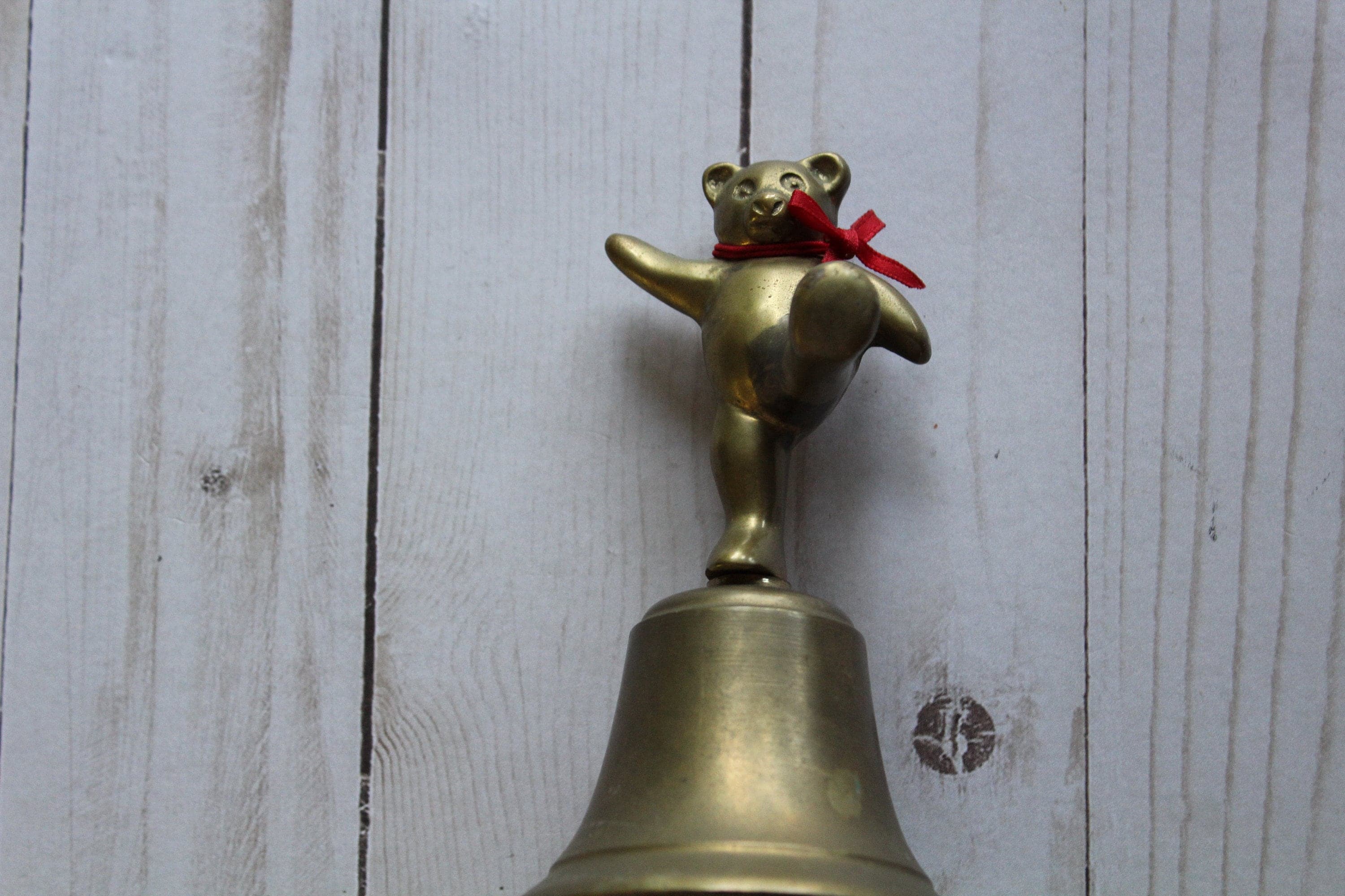 Vintage Brass Teddy Bear Bell 1980s