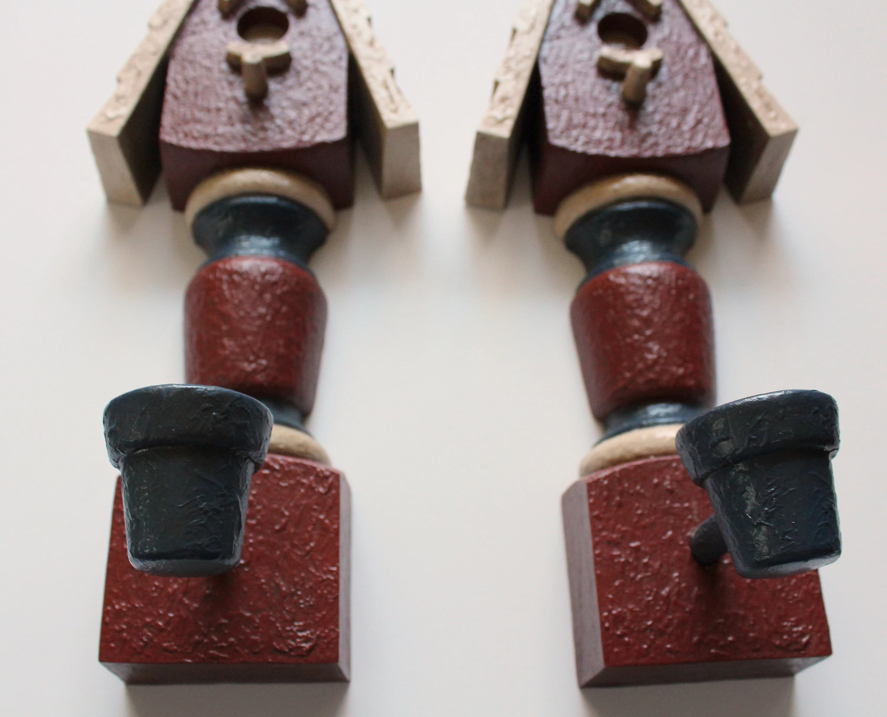 Vintage Gia INC Decorative Americana Birdhouse Candlestick Taper Wall Sconces 1990s - image 4