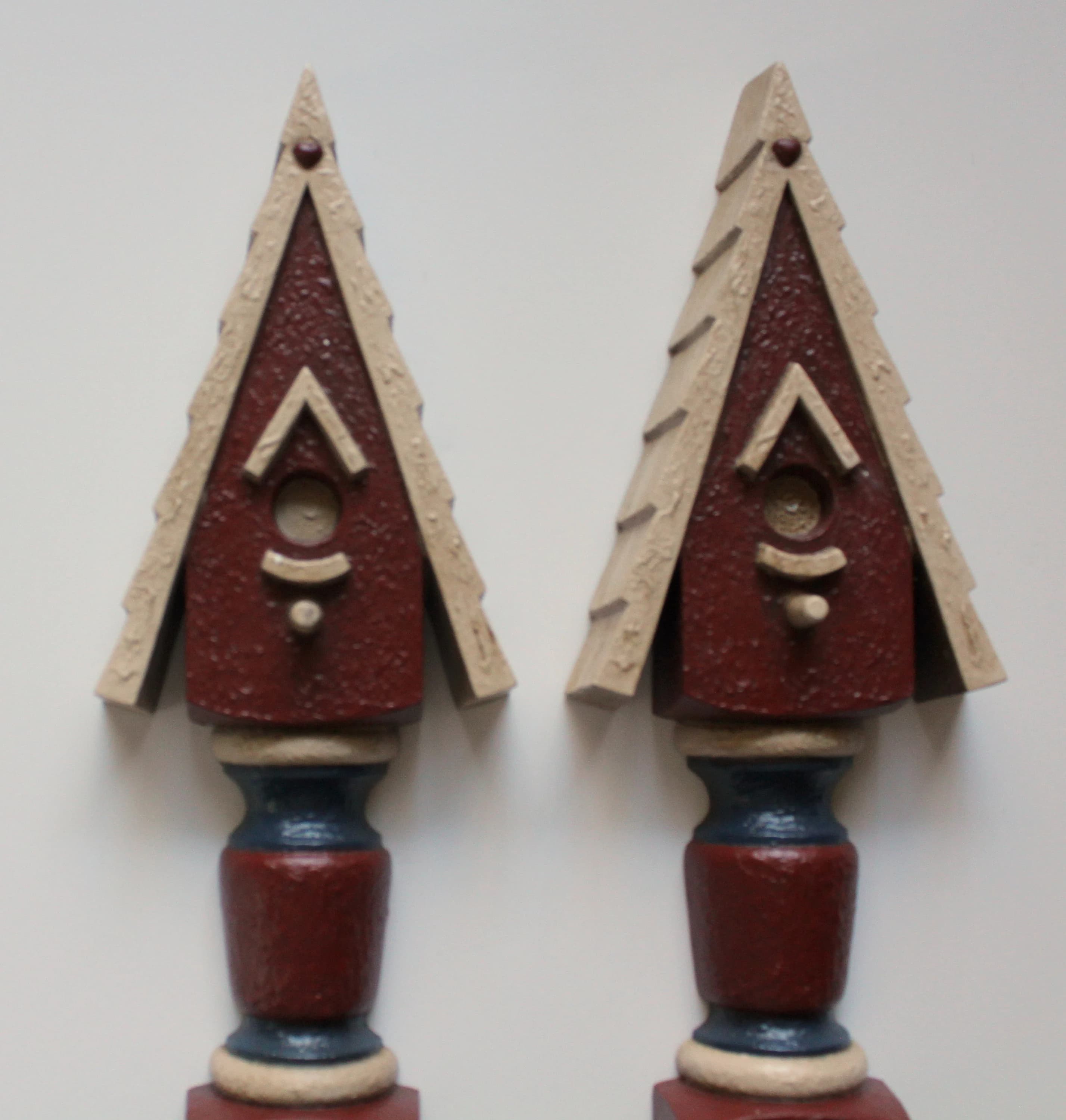 Vintage Gia INC Decorative Americana Birdhouse Candlestick Taper Wall Sconces 1990s - image 3