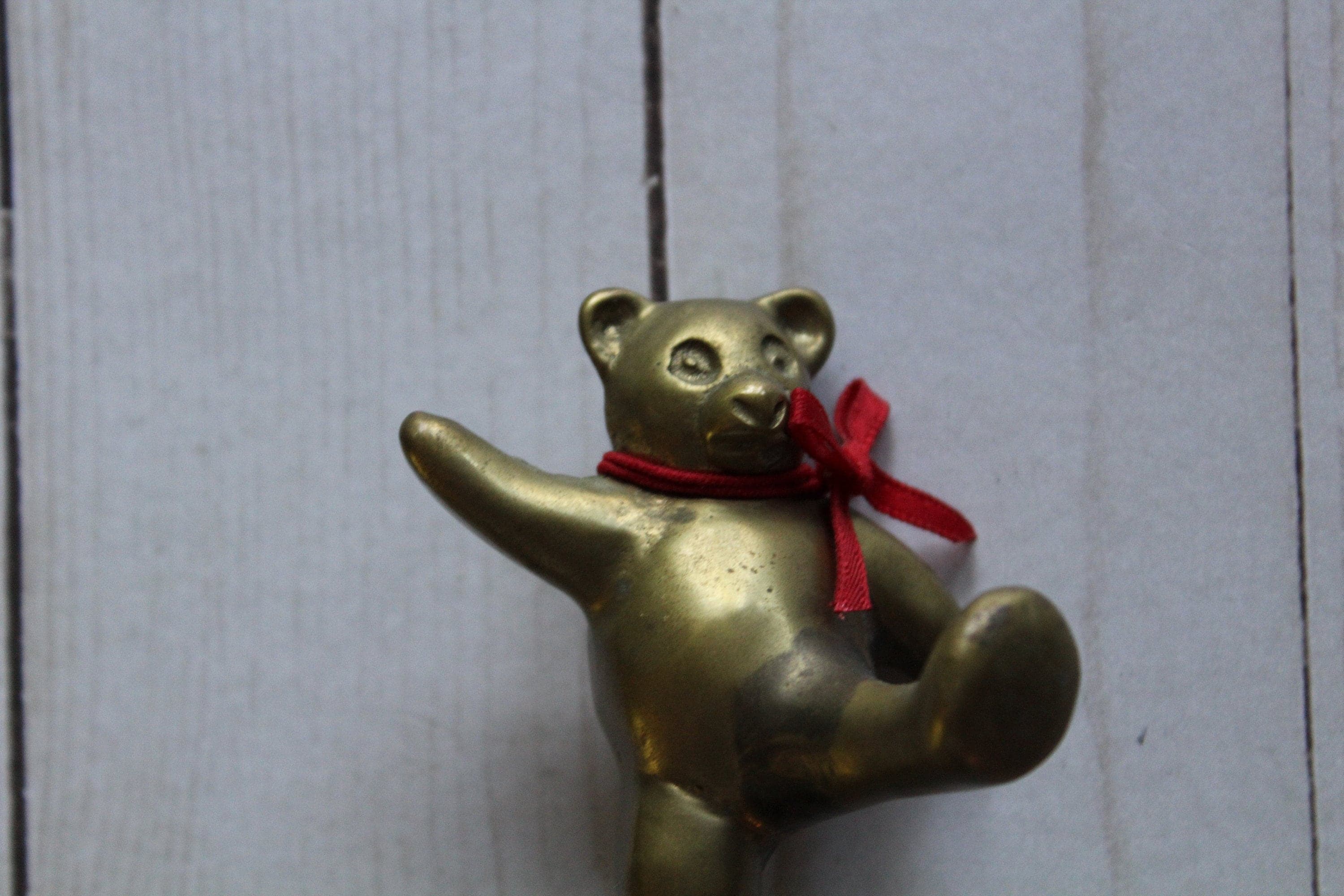 Vintage Brass Teddy Bear Bell 1980s - image 5