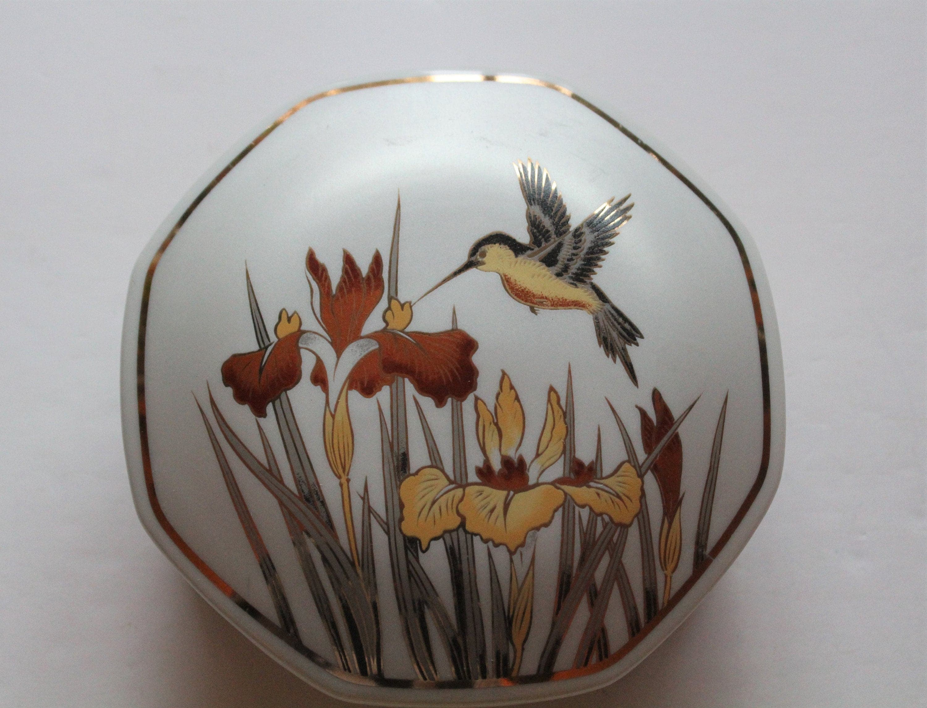Vintage Fine Porcelain Art of Chokin - Ceramic Jewelry Trinket Box 1987