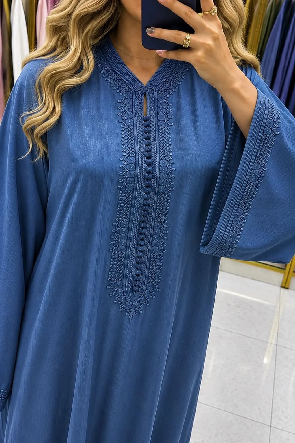 Moroccan Gandoura for Women, Elegant Loose Caftan Dress, Modest Long Sleeve - image 4
