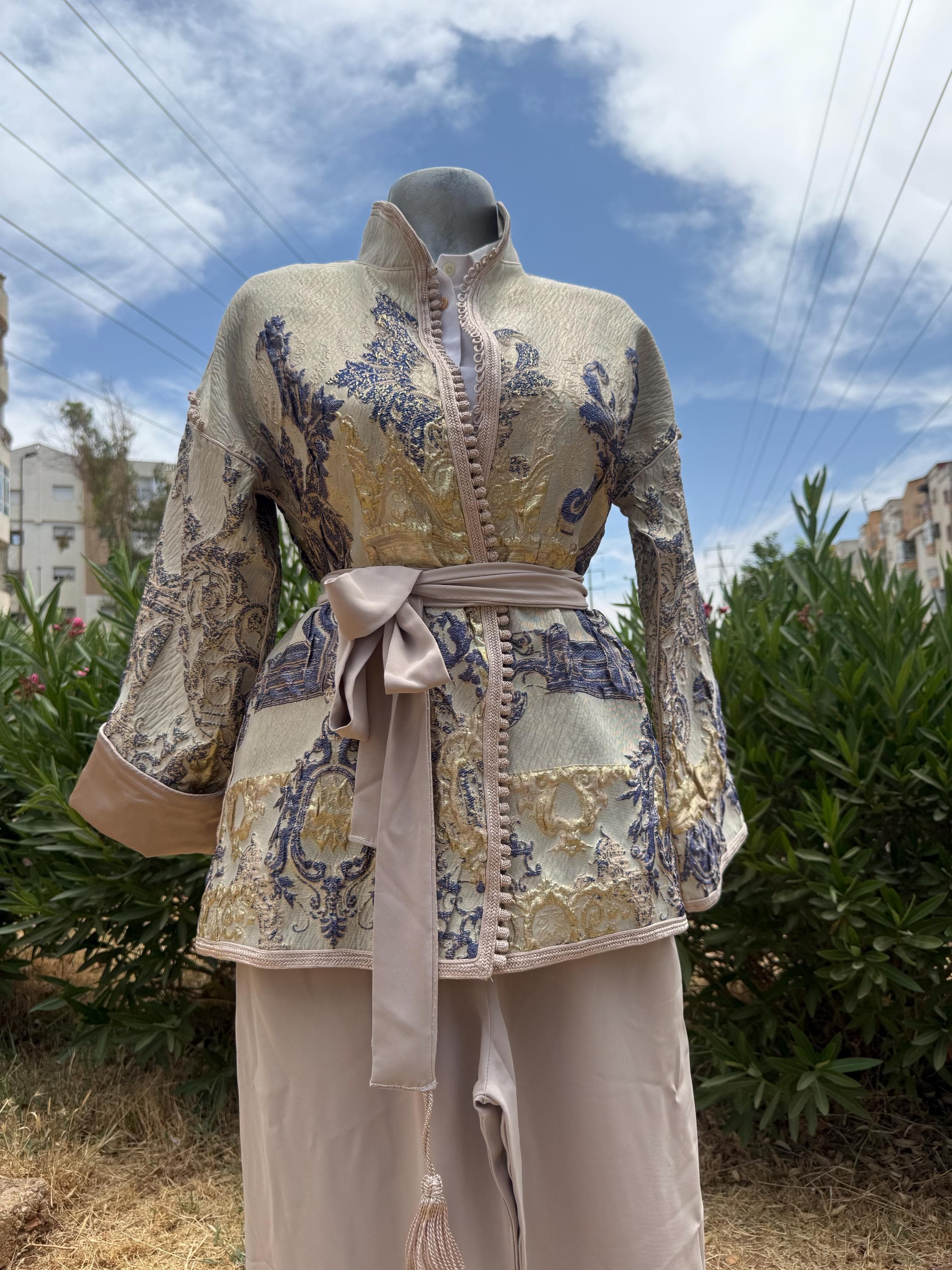 Moroccan Brocade Tunic for Women, Lined Traditional Caftan Top with Embroidery - image 3