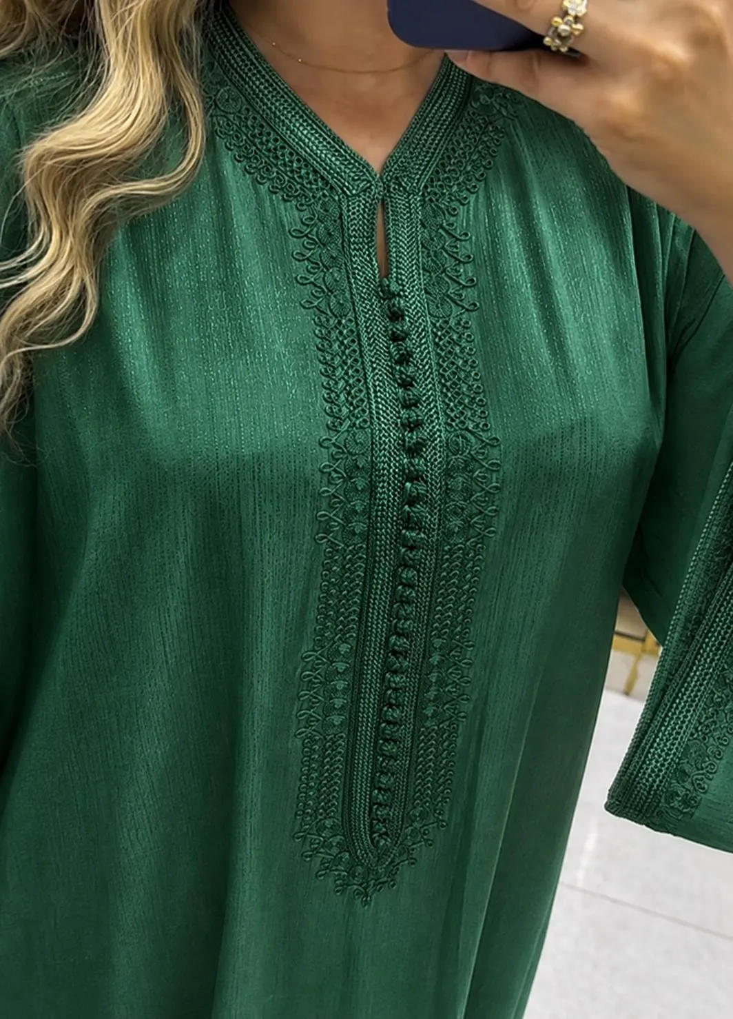 Moroccan Gandoura for Women, Elegant Loose Caftan Dress, Modest Long Sleeve
