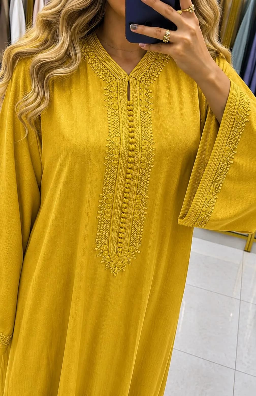 Moroccan Gandoura for Women, Elegant Loose Caftan Dress, Modest Long Sleeve - image 5