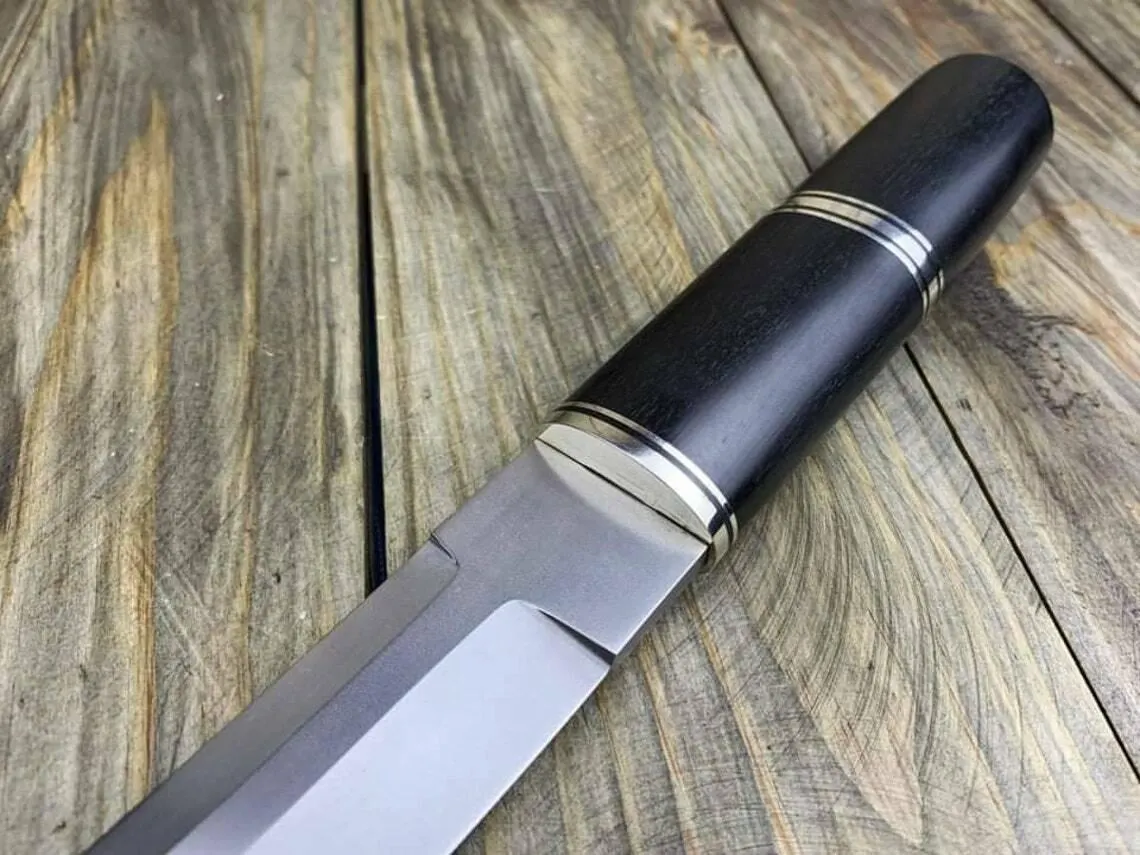 Handmade Japanese Tanto Knife, 12 Inch J2 Steel Blade with Wood Handle and Leather Sheath, Custom Collectible Knife - Gifts For Men - image 4