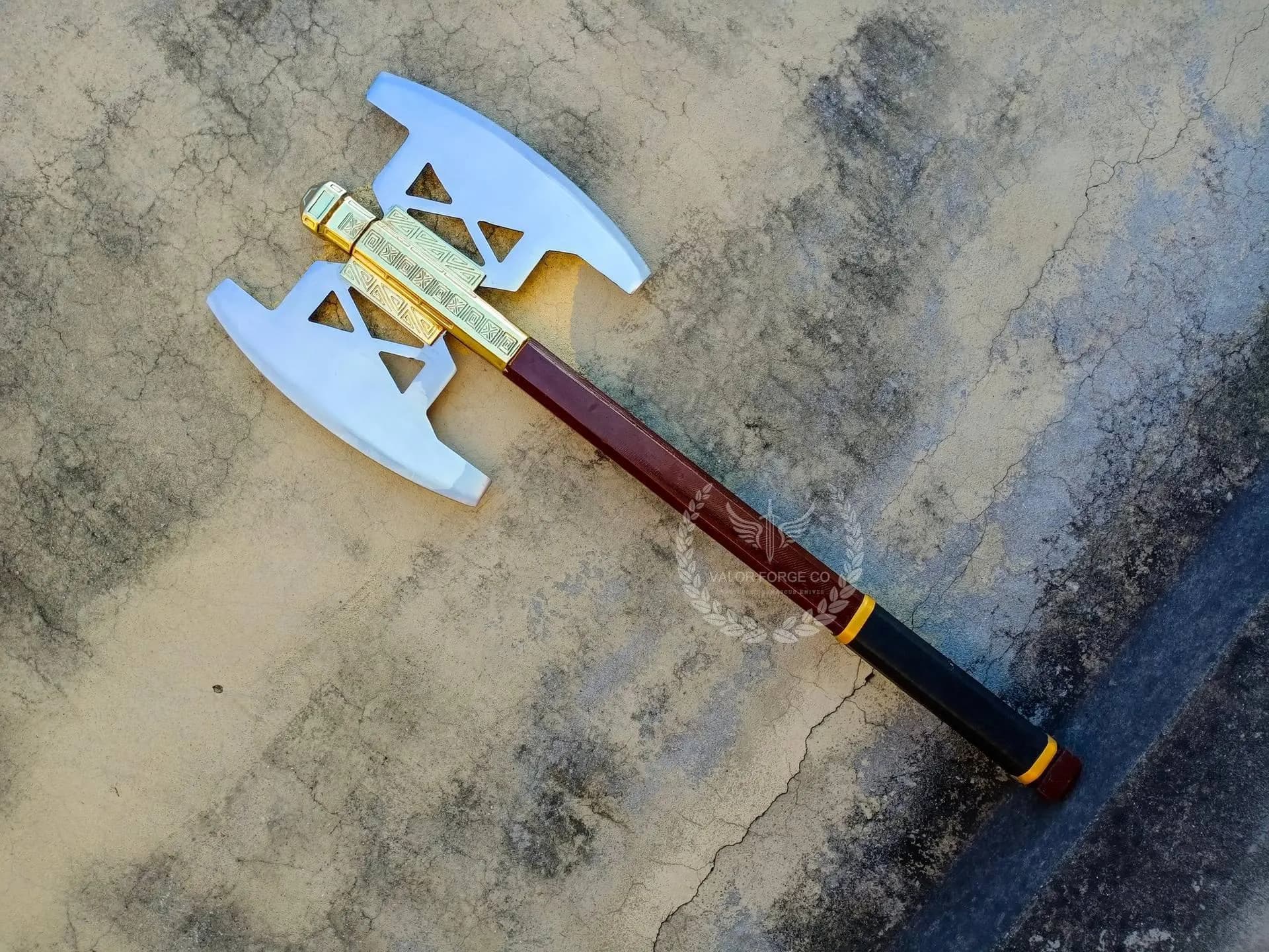 Handmade Dwarven Axe Prop, Double Blade High Carbon Steel, Medieval Cosplay Decor - image 2