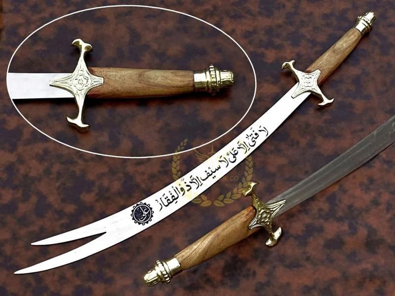 Handmade Zulfiqar Sword – 5160 Carbon Steel Islamic Talwar Display Decor with Leather Sheath Collectible, Home Decor Sword - image 4