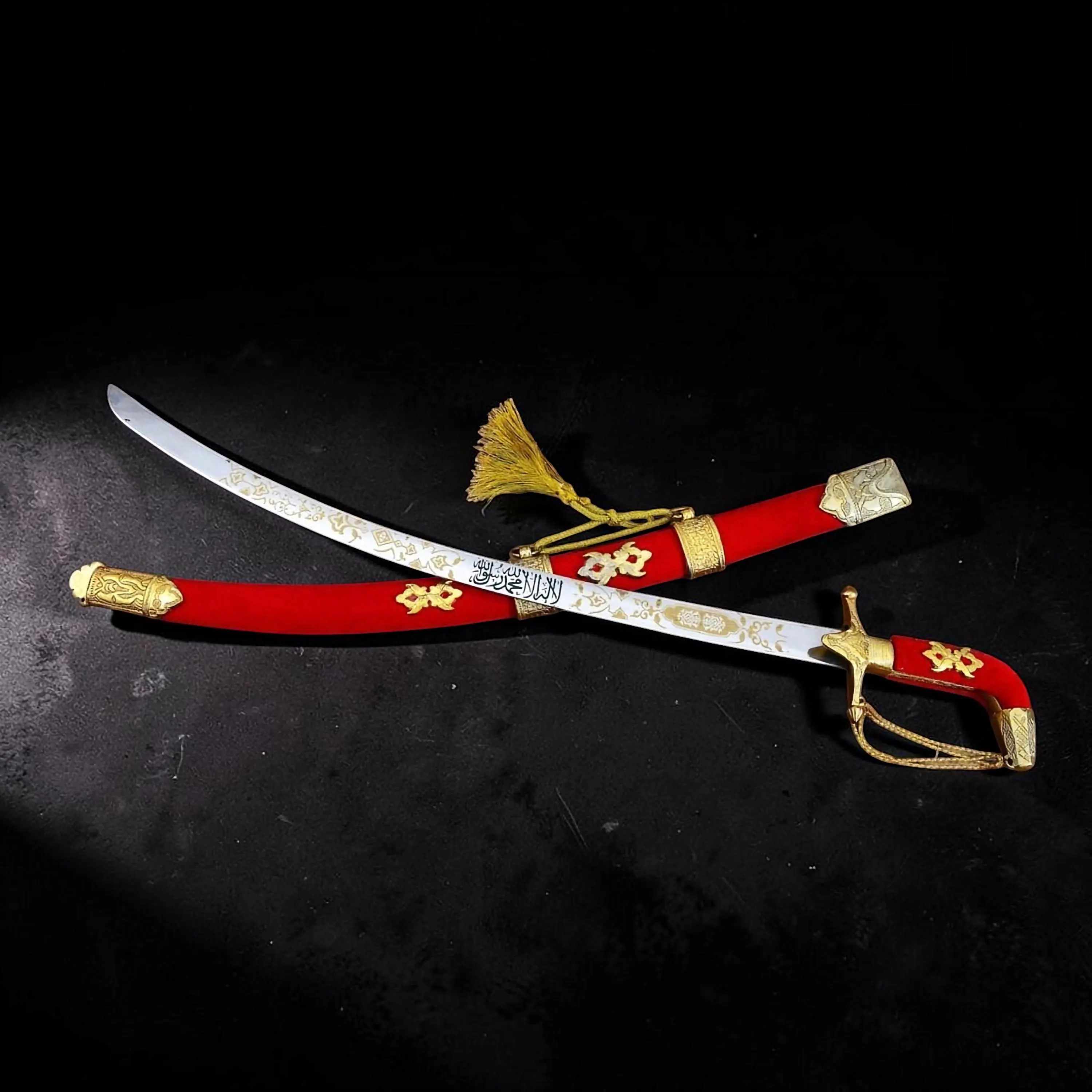 Personalized Brown & Gold Ceremonial Scimitar Sword | Groomsman Gift with Engraving | Handmade Wedding Keepsake Display - image 3