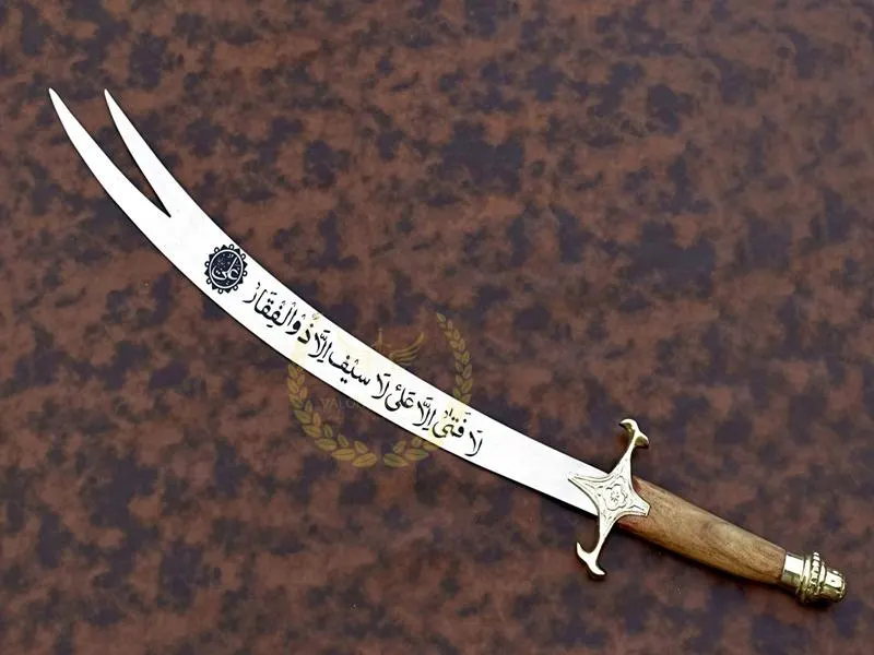 Handmade Zulfiqar Sword – 5160 Carbon Steel Islamic Talwar Display Decor with Leather Sheath Collectible, Home Decor Sword - image 5