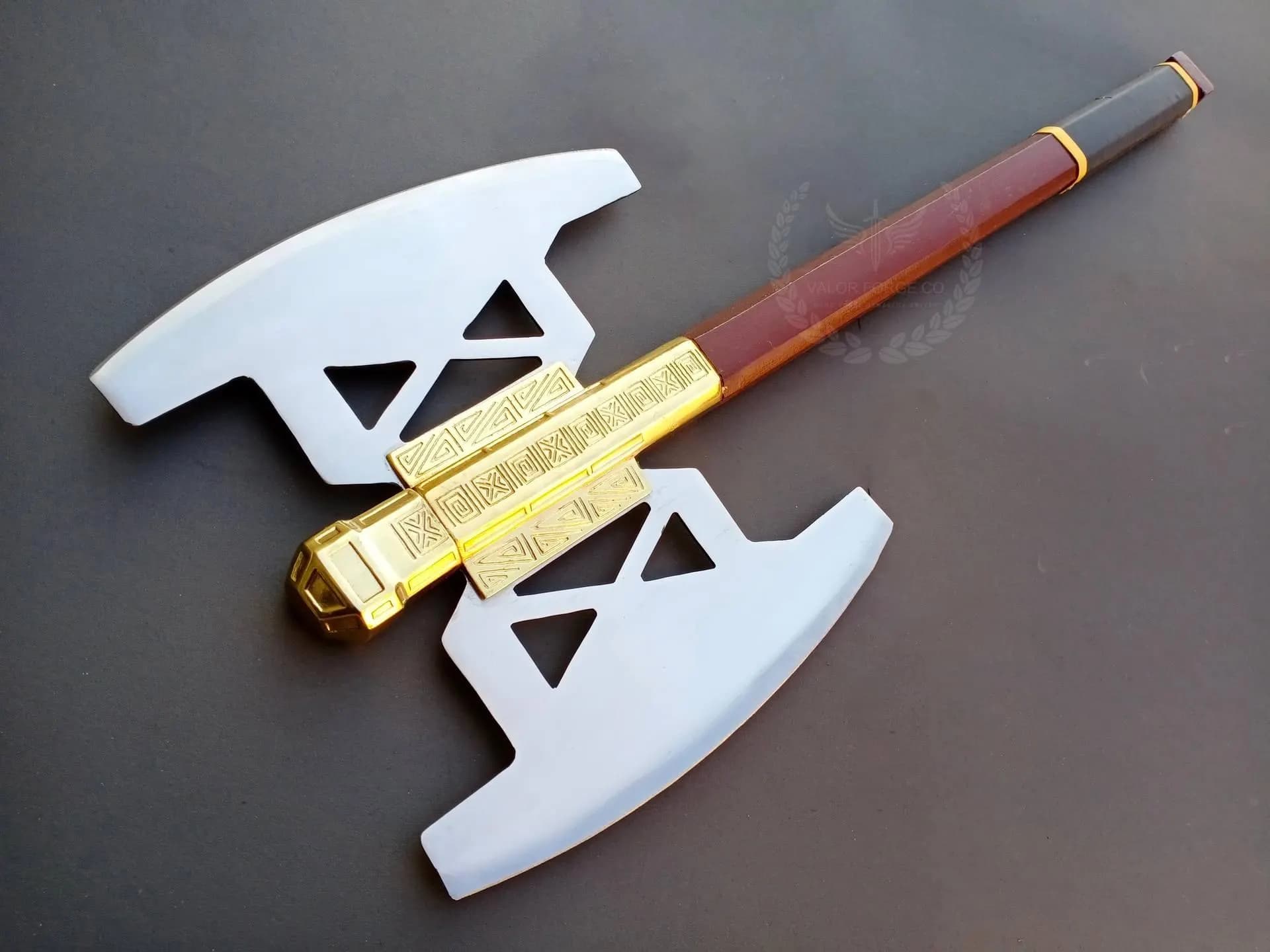 Handmade Dwarven Axe Prop, Double Blade High Carbon Steel, Medieval Cosplay Decor